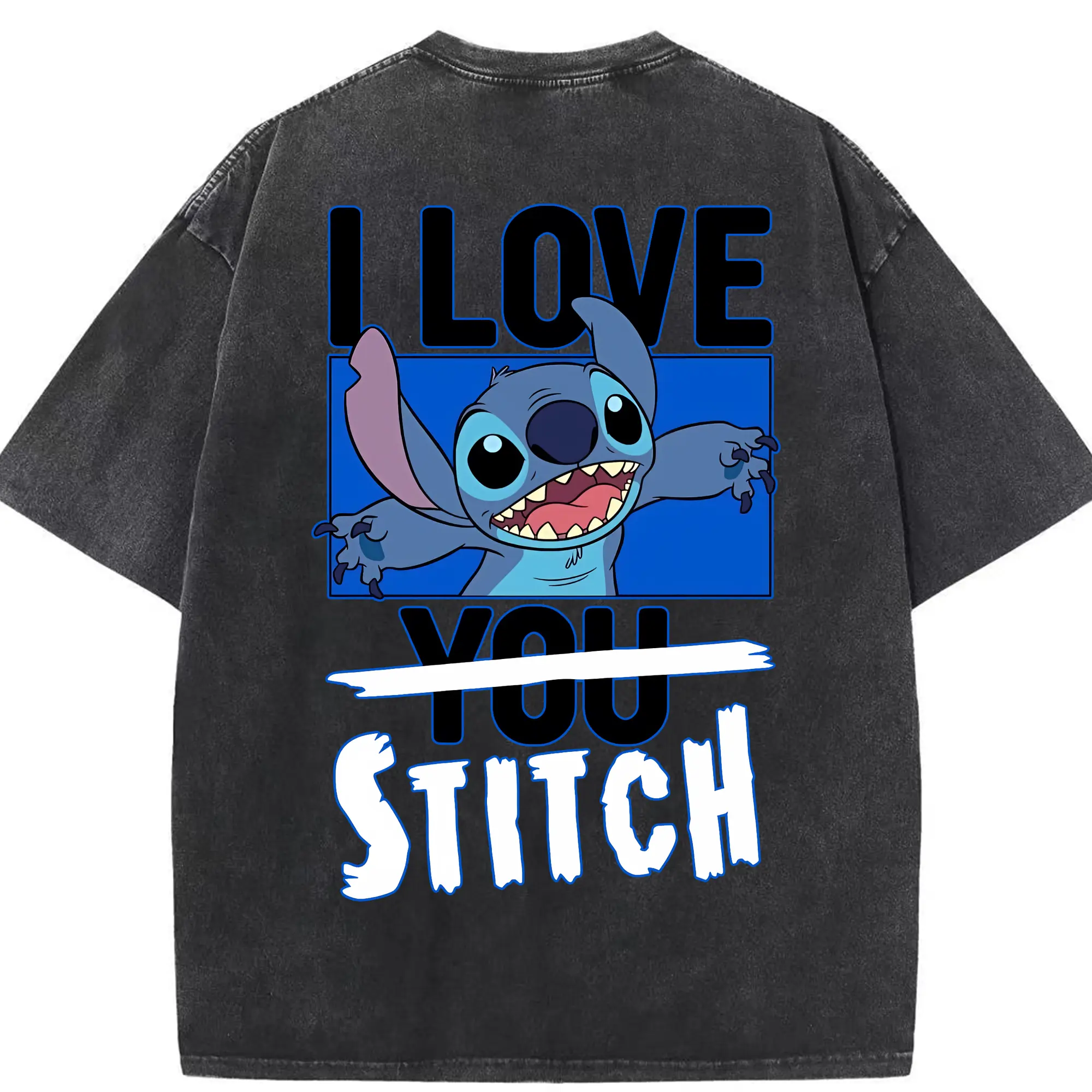 リロ＆スティッチ グッズ スティッチ - 綿100％ ヴィンテージ風 半袖Tシャツ ・ 背面プリント ・ 柔らか肌触り ・ 通気性 快適 ・ スポーツ カジュアル 外出用