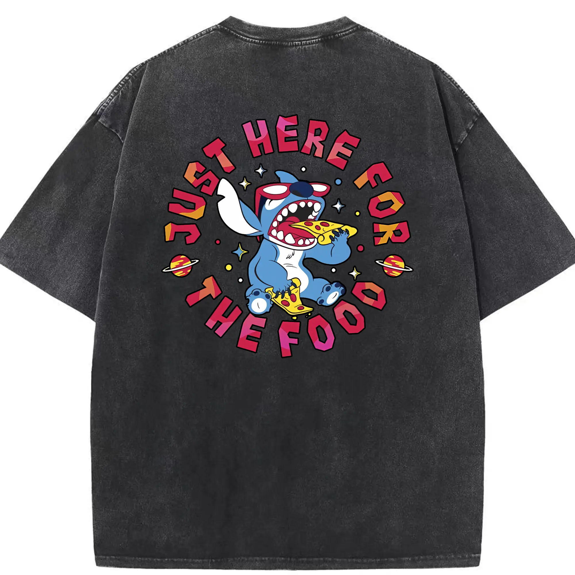 リロ＆スティッチ グッズ スティッチ - 綿100％ ヴィンテージ風 半袖Tシャツ ・ 背面プリント ・ 柔らか肌触り ・ 通気性 快適 ・ スポーツ カジュアル 外出用