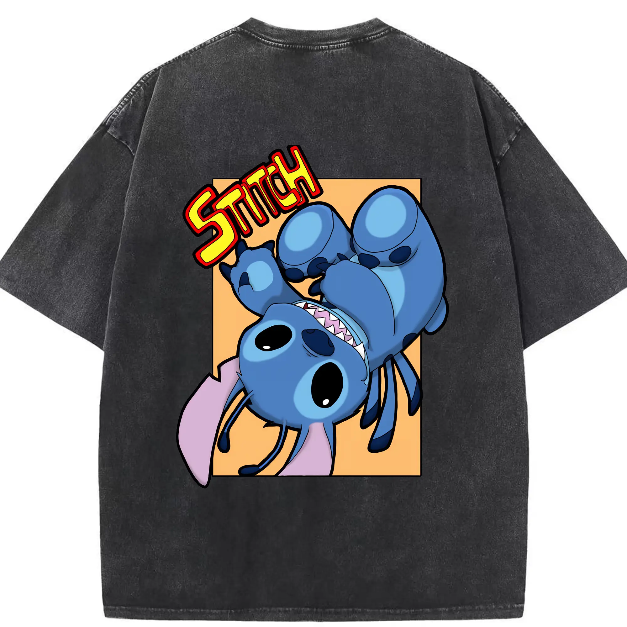 リロ＆スティッチ グッズ スティッチ - 綿100％ ヴィンテージ風 半袖Tシャツ ・ 背面プリント ・ 柔らか肌触り ・ 通気性 快適 ・ スポーツ カジュアル 外出用