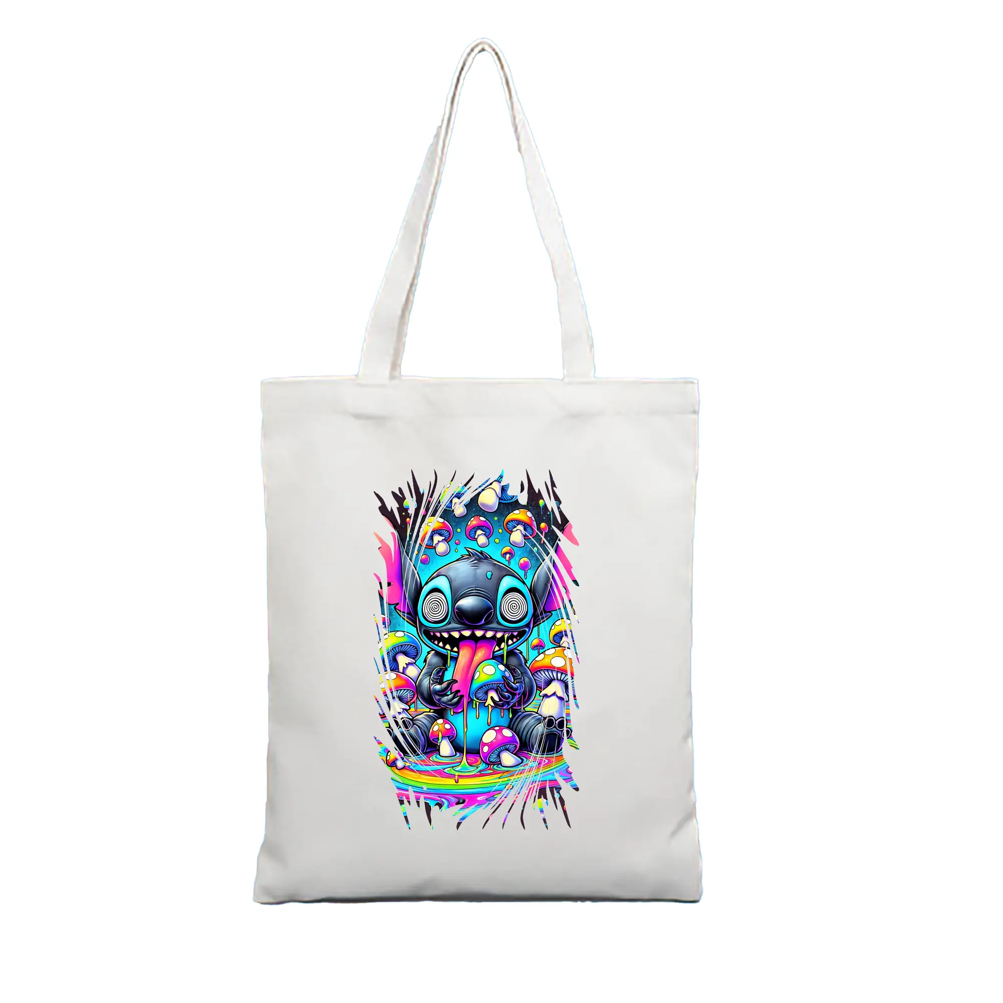 リロ＆スティッチ グッズ スティッチ - 縦型キャンバス手提げバッグ（トートバッグ） ・ キャンバス素材 ・ ショッピング用 ・ 軽量 丈夫 お手入れ簡単