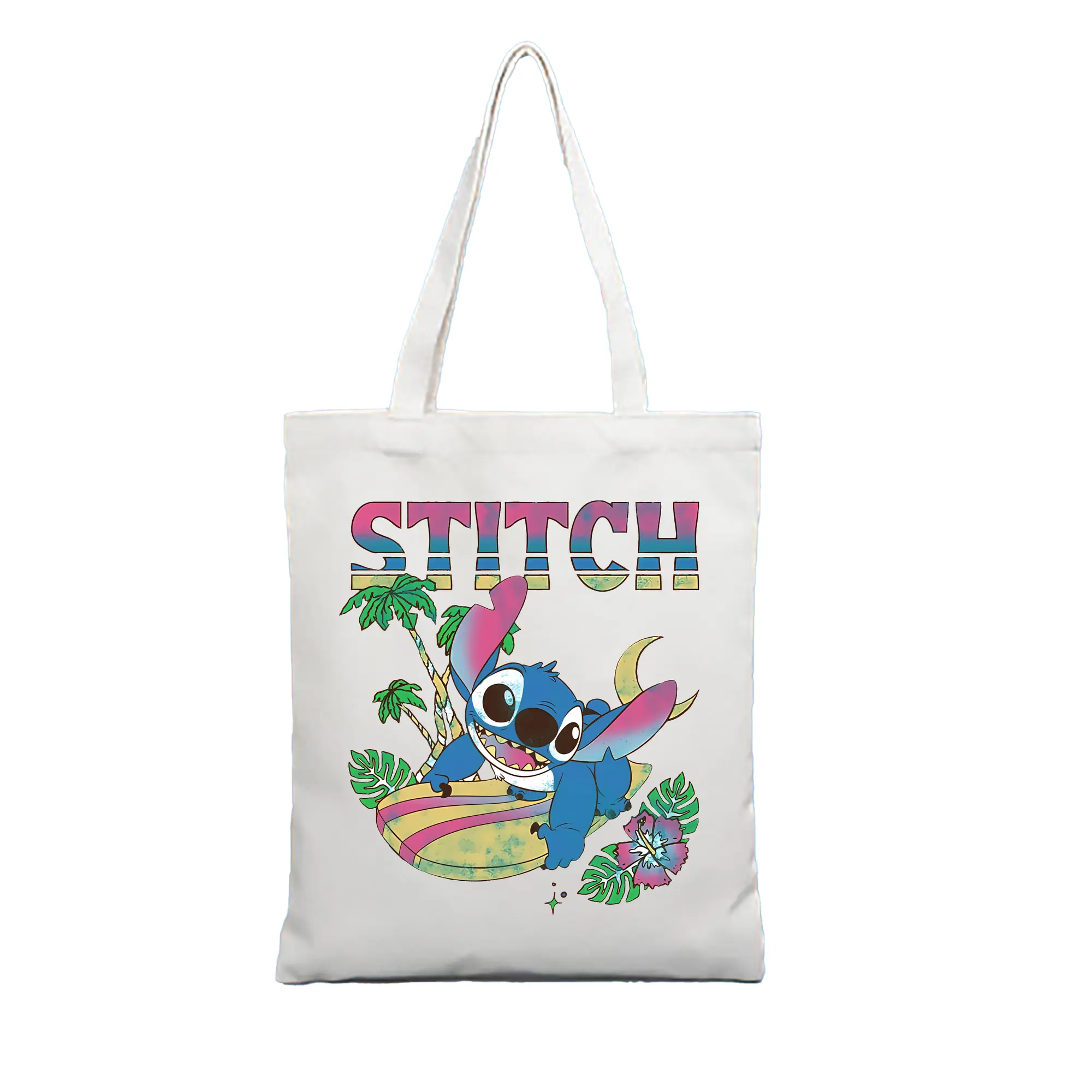 リロ＆スティッチ グッズ スティッチ - 縦型キャンバス手提げバッグ（トートバッグ） ・ キャンバス素材 ・ ショッピング用 ・ 軽量 丈夫 お手入れ簡単