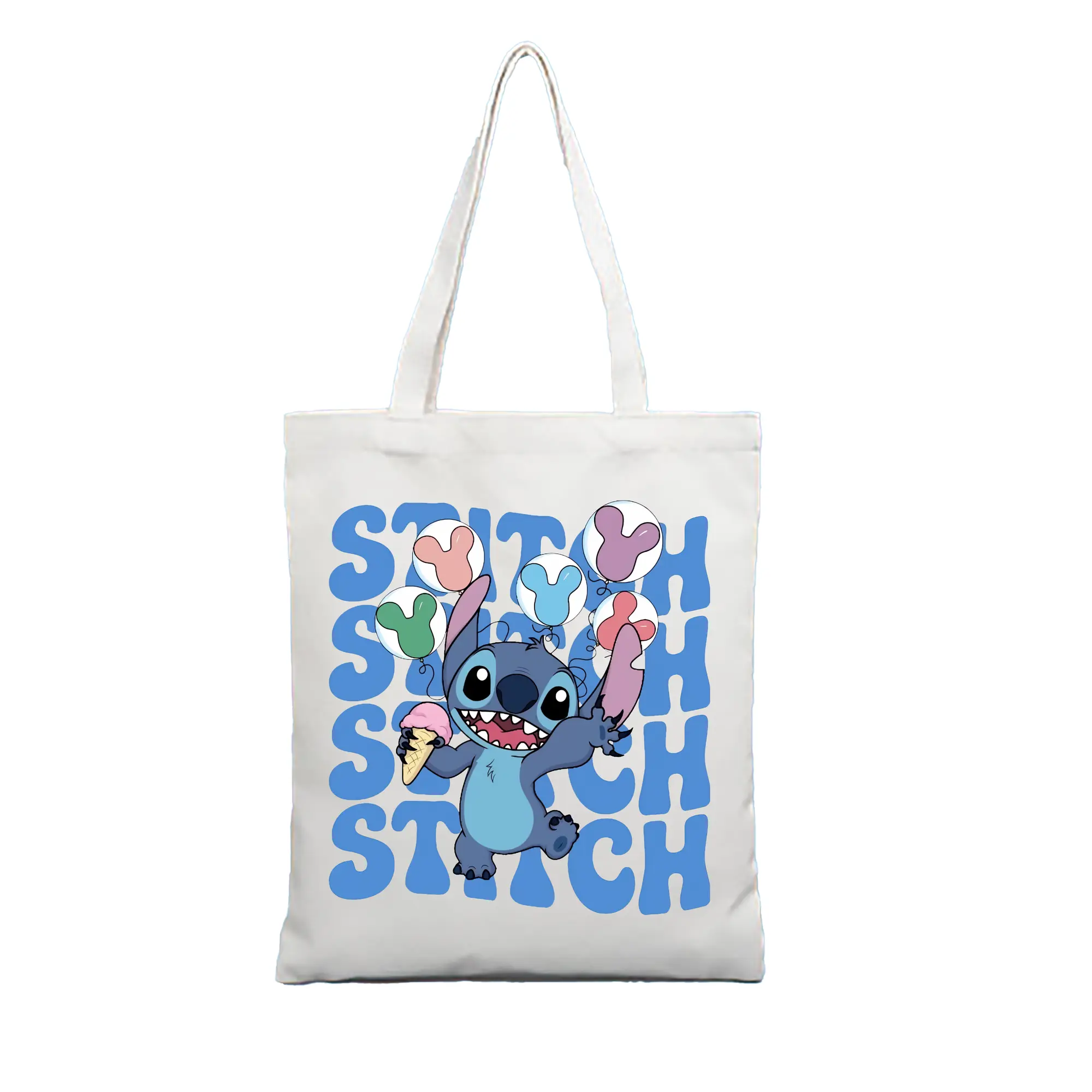 リロ＆スティッチ グッズ スティッチ - 縦型キャンバス手提げバッグ（トートバッグ） ・ キャンバス素材 ・ ショッピング用 ・ 軽量 丈夫 お手入れ簡単