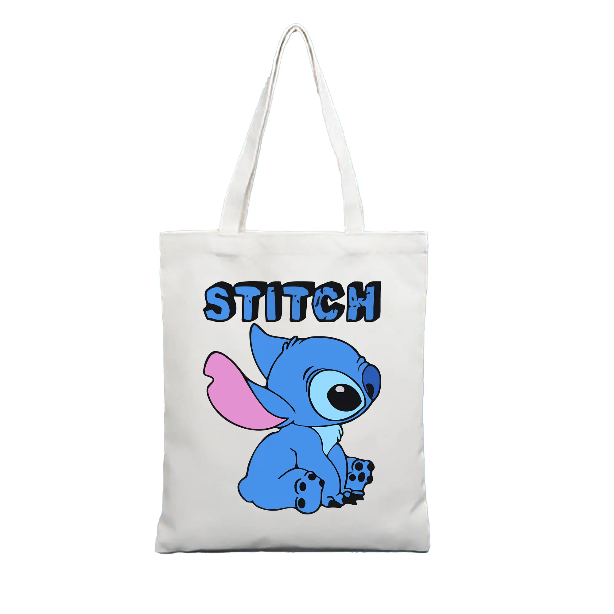 リロ＆スティッチ グッズ スティッチ - 縦型キャンバス手提げバッグ（トートバッグ） ・ キャンバス素材 ・ ショッピング用 ・ 軽量 丈夫 お手入れ簡単