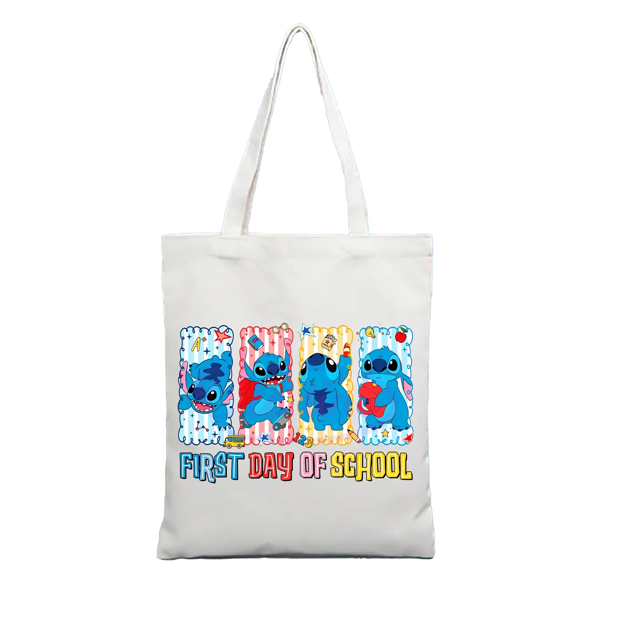 リロ＆スティッチ グッズ スティッチ - 縦型キャンバス手提げバッグ（トートバッグ） ・ キャンバス素材 ・ ショッピング用 ・ 軽量 丈夫 お手入れ簡単