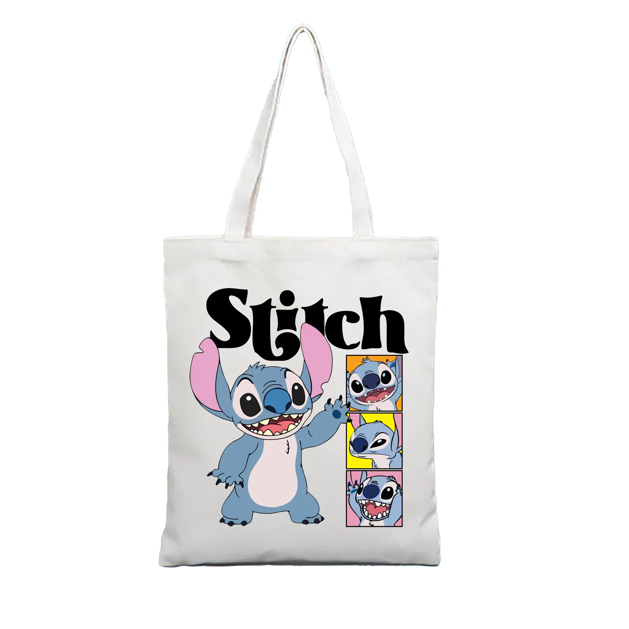 リロ＆スティッチ グッズ スティッチ - 縦型キャンバス手提げバッグ（トートバッグ） ・ キャンバス素材 ・ ショッピング用 ・ 軽量 丈夫 お手入れ簡単