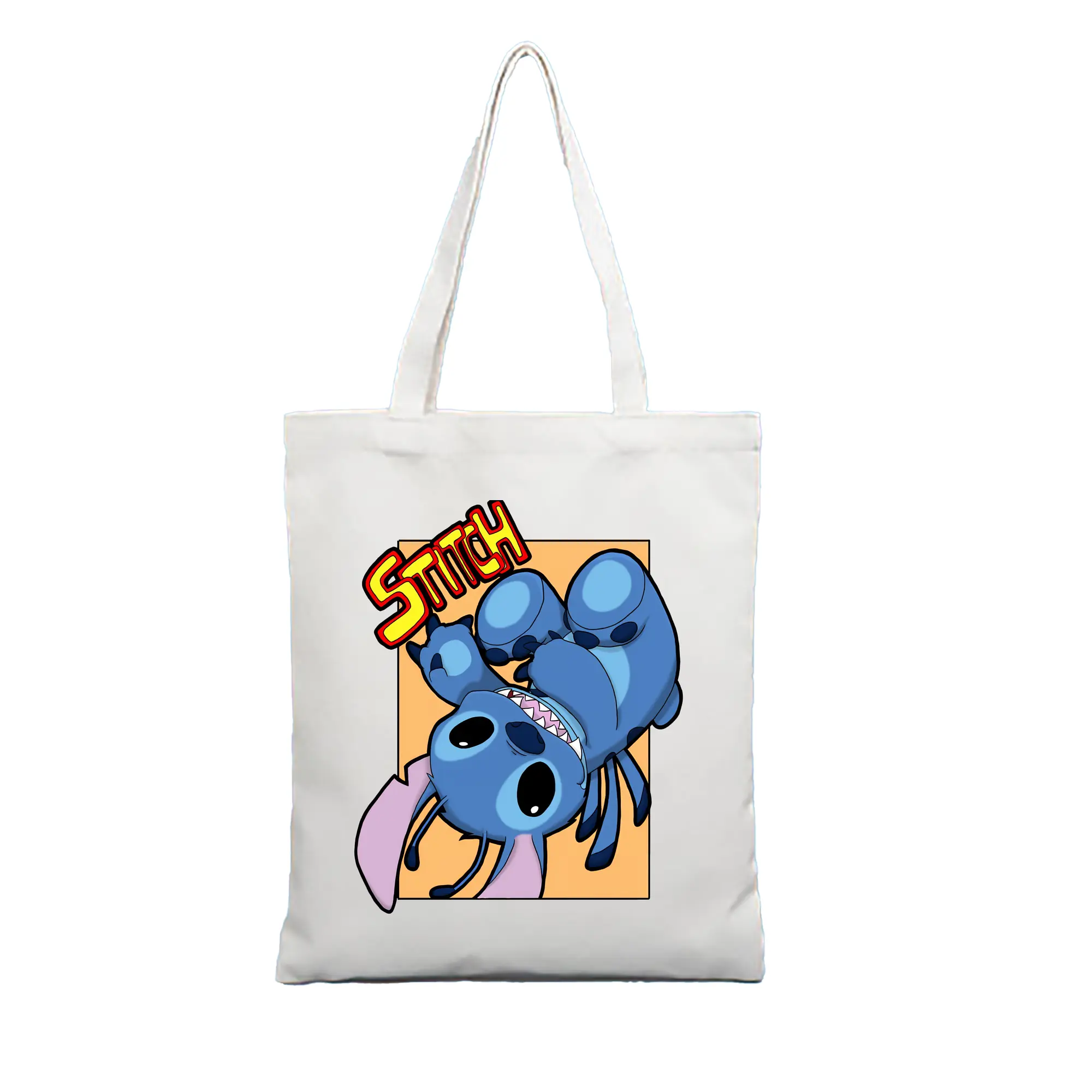 リロ＆スティッチ グッズ スティッチ - 縦型キャンバス手提げバッグ（トートバッグ） ・ キャンバス素材 ・ ショッピング用 ・ 軽量 丈夫 お手入れ簡単
