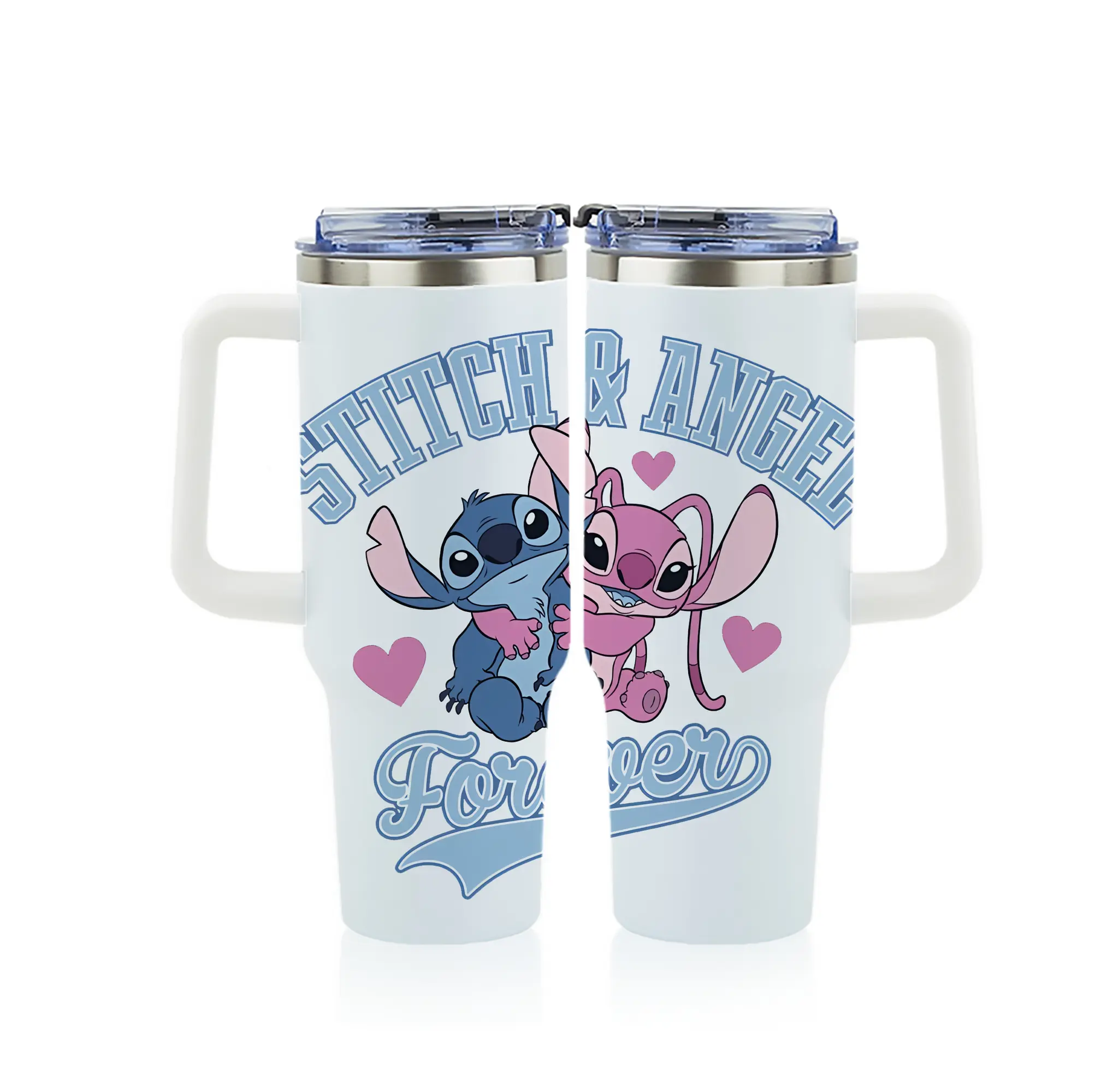 リロ＆スティッチ グッズ エンジェル - 1200mL フルプリント車用タンブラー ・ 304ステンレス 内側 ・ 201ステンレス 外側 ・ 保温 保冷 ・ 通勤 ドライブ アウトドア用