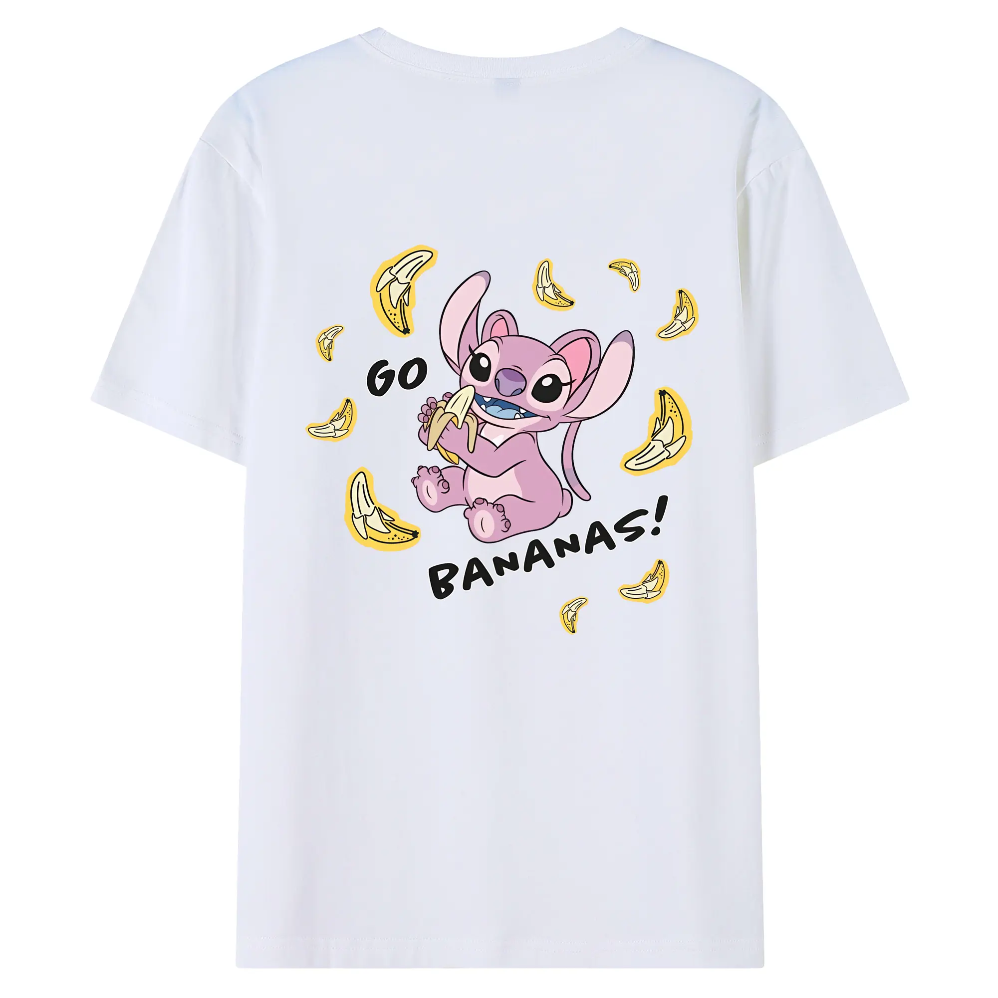 リロ＆スティッチ グッズ エンジェル - 綿100％ 半袖Tシャツ ・ バックプリント ・ 快適 通気性 ・ 日常使い 散歩 スポーツ用