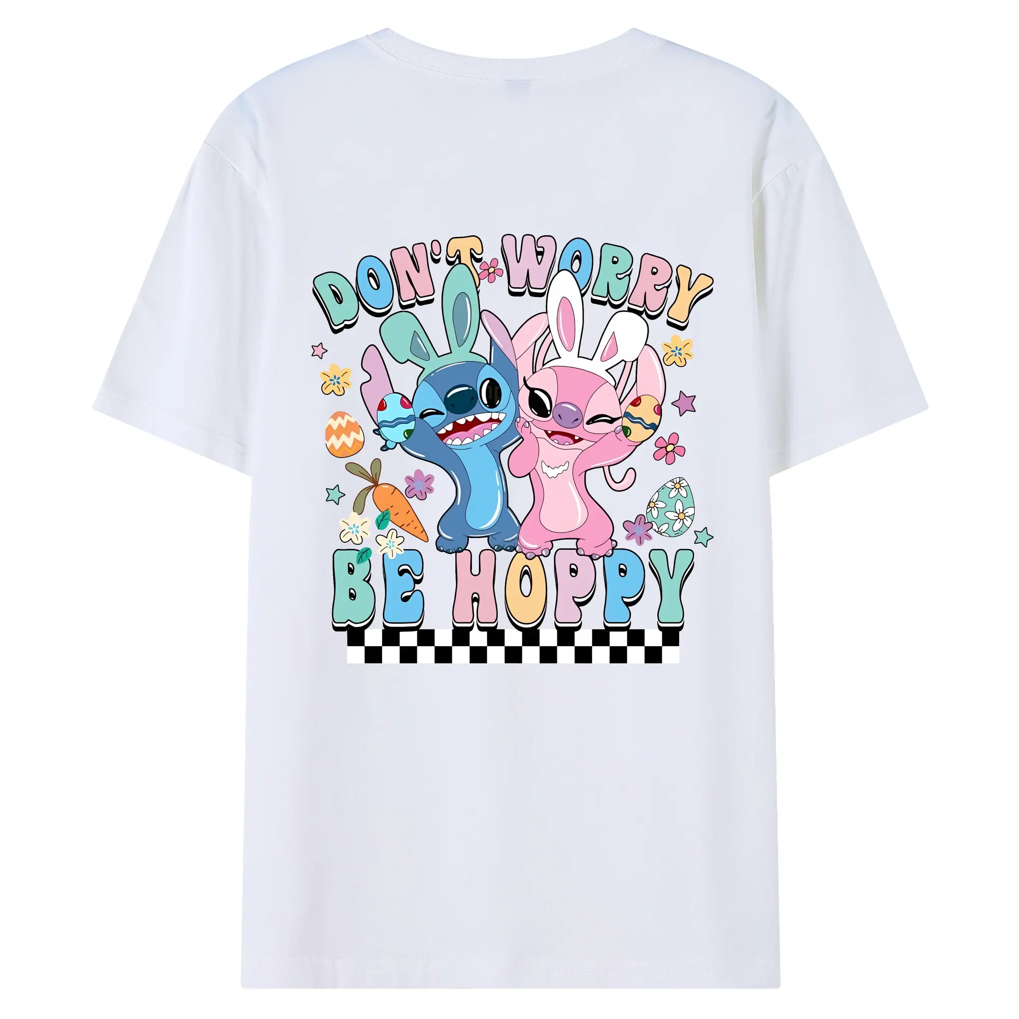 リロ＆スティッチ グッズ エンジェル - 綿100％ 半袖Tシャツ ・ バックプリント ・ 快適 通気性 ・ 日常使い 散歩 スポーツ用