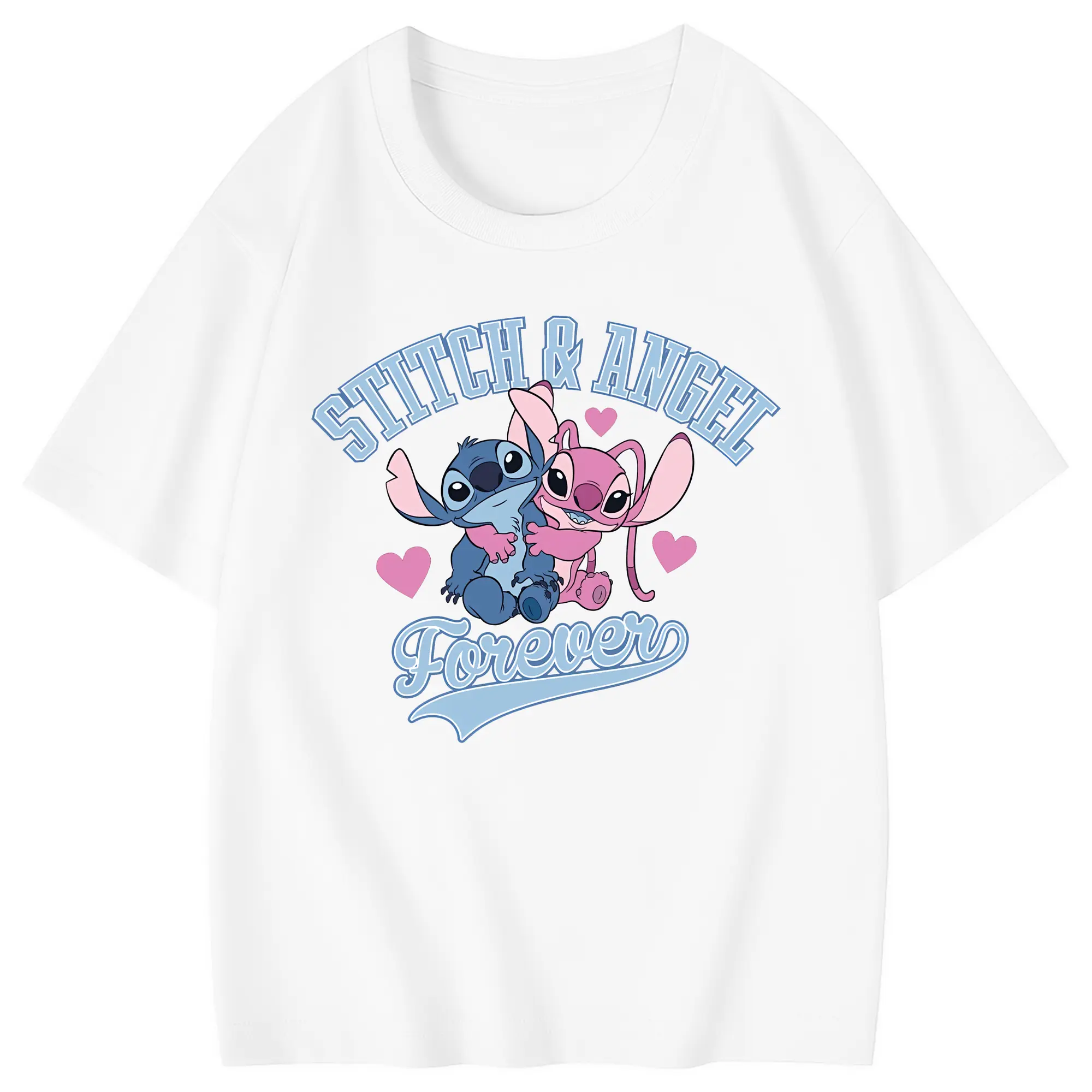 リロ＆スティッチ グッズ エンジェル - 綿100％ キッズTシャツ ・ フロントプリント ・ 快適 通気性 ・ スポーツ カジュアル 散歩用