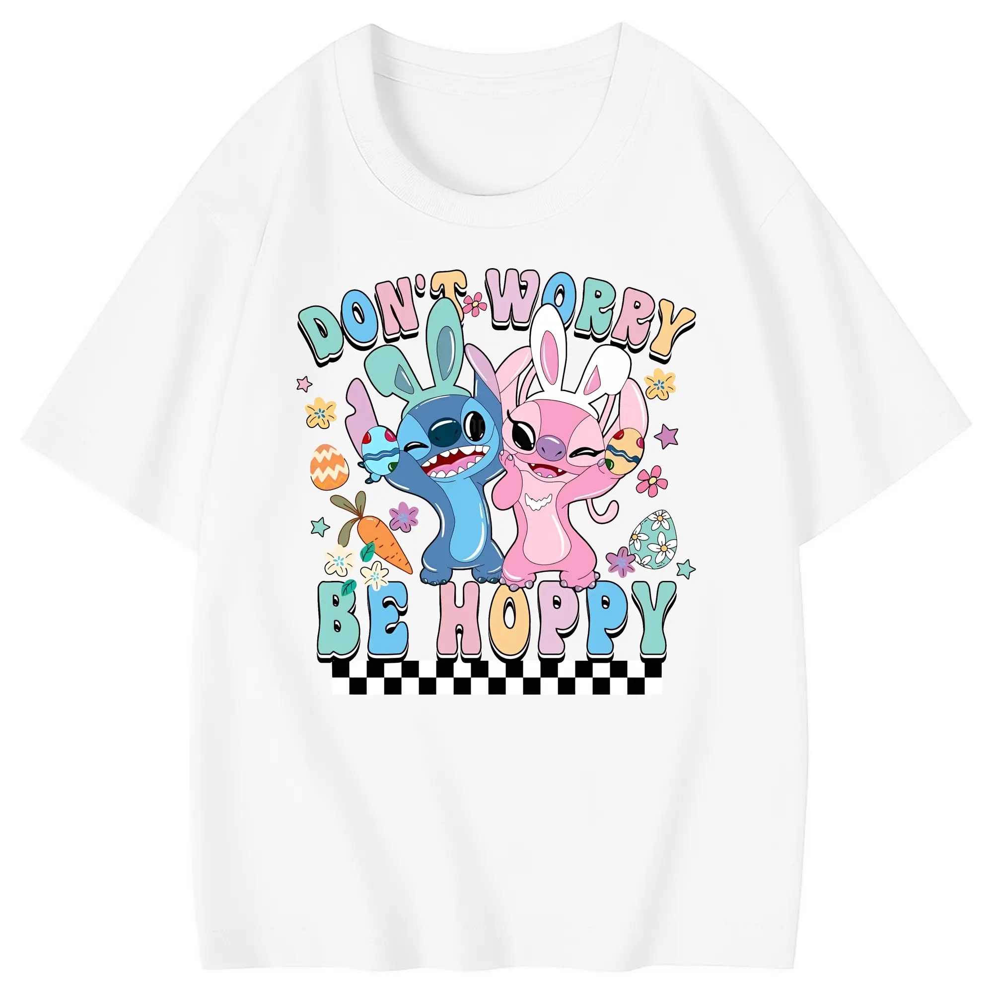 リロ＆スティッチ グッズ エンジェル - 綿100％ キッズTシャツ ・ フロントプリント ・ 快適 通気性 ・ スポーツ カジュアル 散歩用