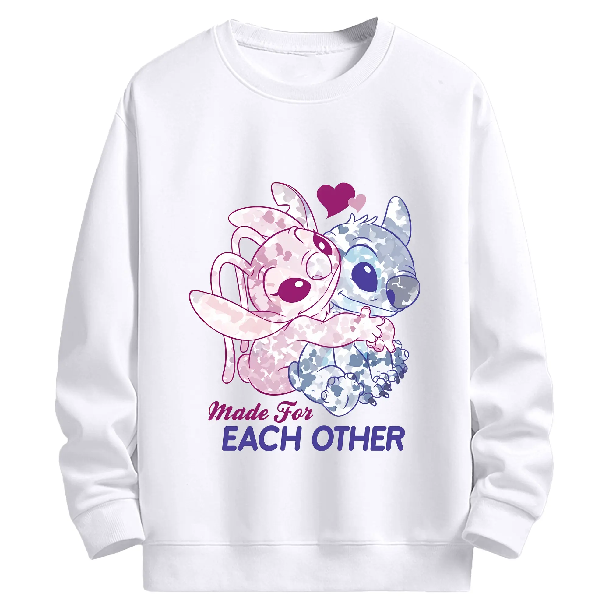 リロ＆スティッチ グッズ エンジェル - 高品質 クルーネック スウェット ・ コットン59％ ポリエステル41％ ・ ユニセックス 長袖 トレーナー ・ カジュアル デイリー スポーツ 散歩用