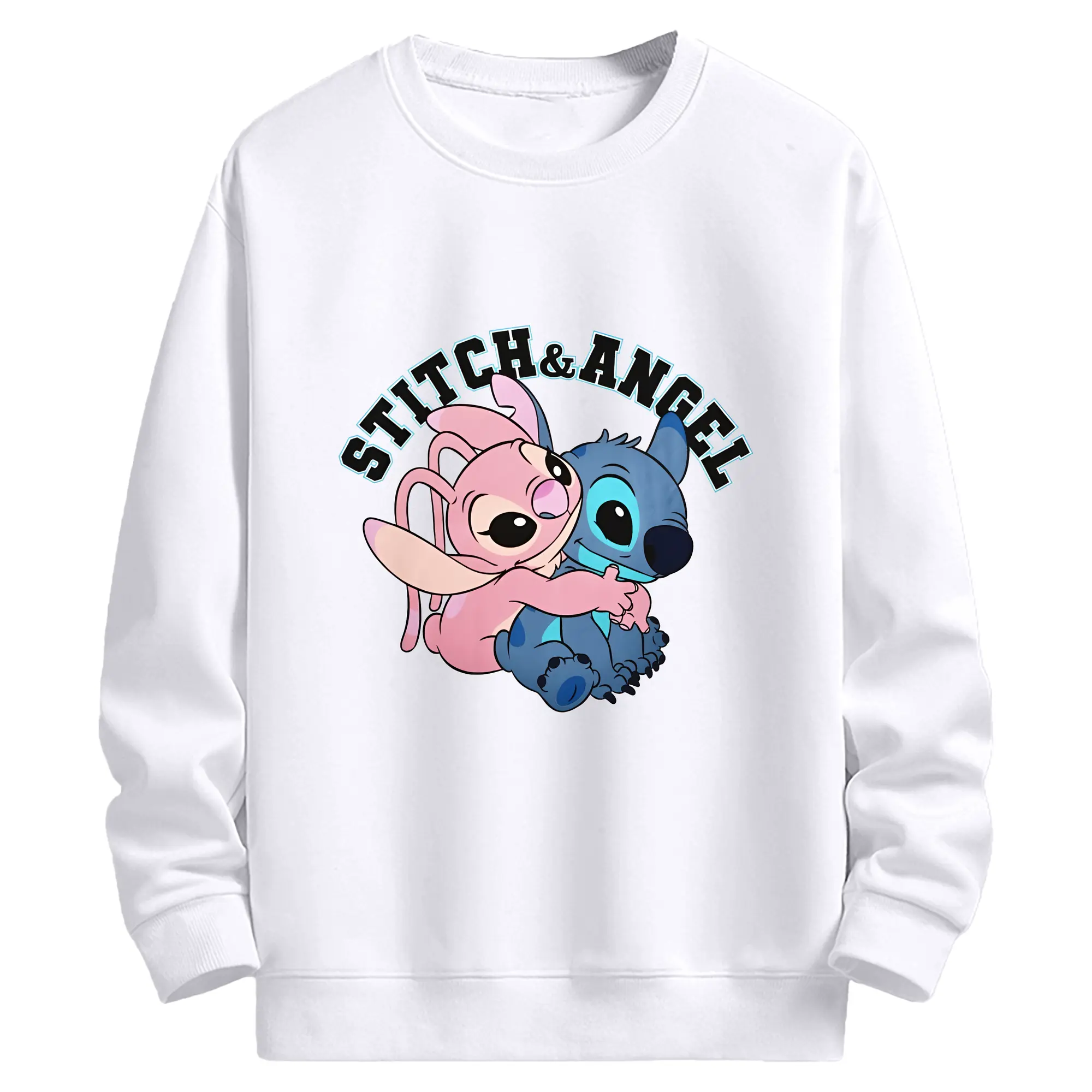 リロ＆スティッチ グッズ エンジェル - 高品質 クルーネック スウェット ・ コットン59％ ポリエステル41％ ・ ユニセックス 長袖 トレーナー ・ カジュアル デイリー スポーツ 散歩用