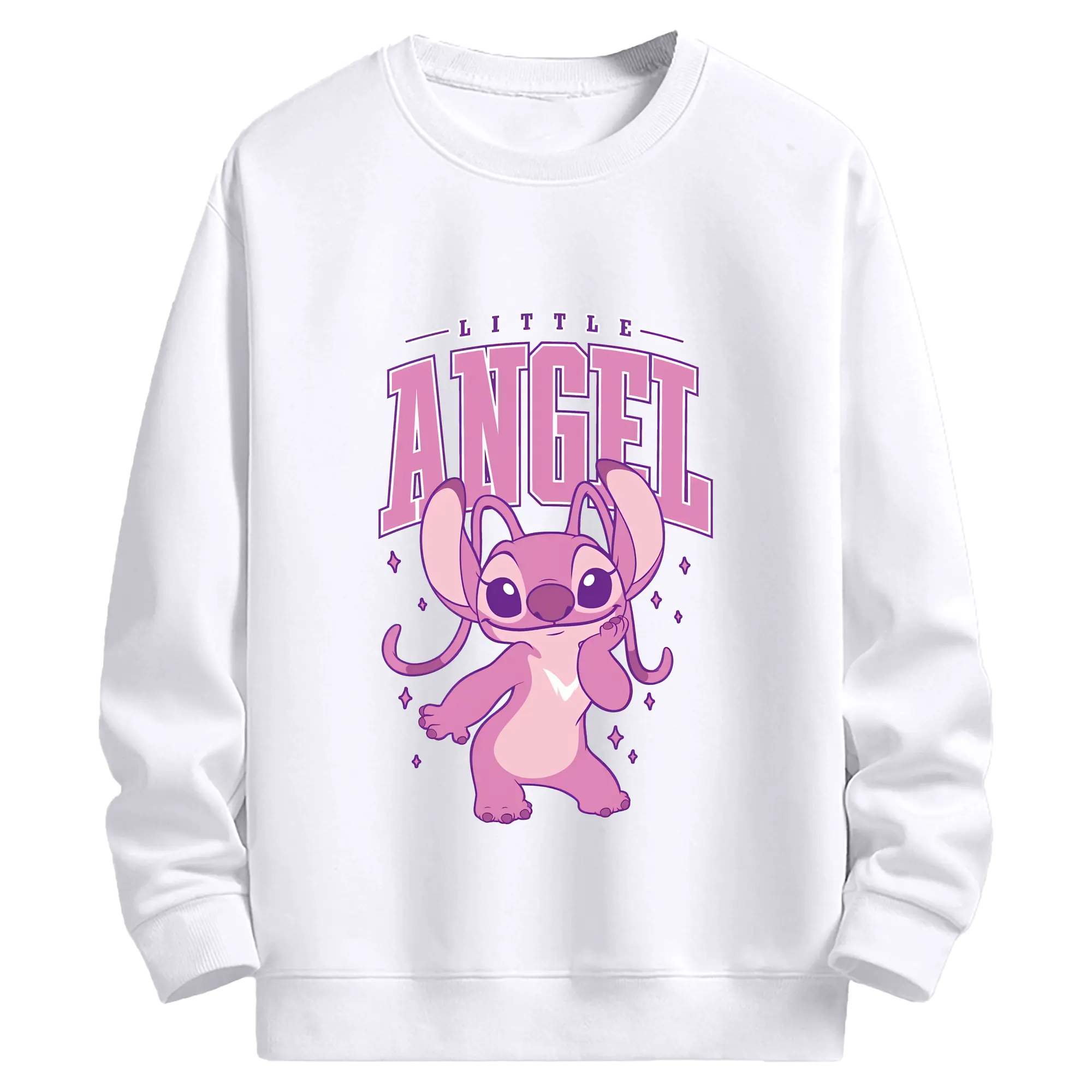 リロ＆スティッチ グッズ エンジェル - 高品質 クルーネック スウェット ・ コットン59％ ポリエステル41％ ・ ユニセックス 長袖 トレーナー ・ カジュアル デイリー スポーツ 散歩用