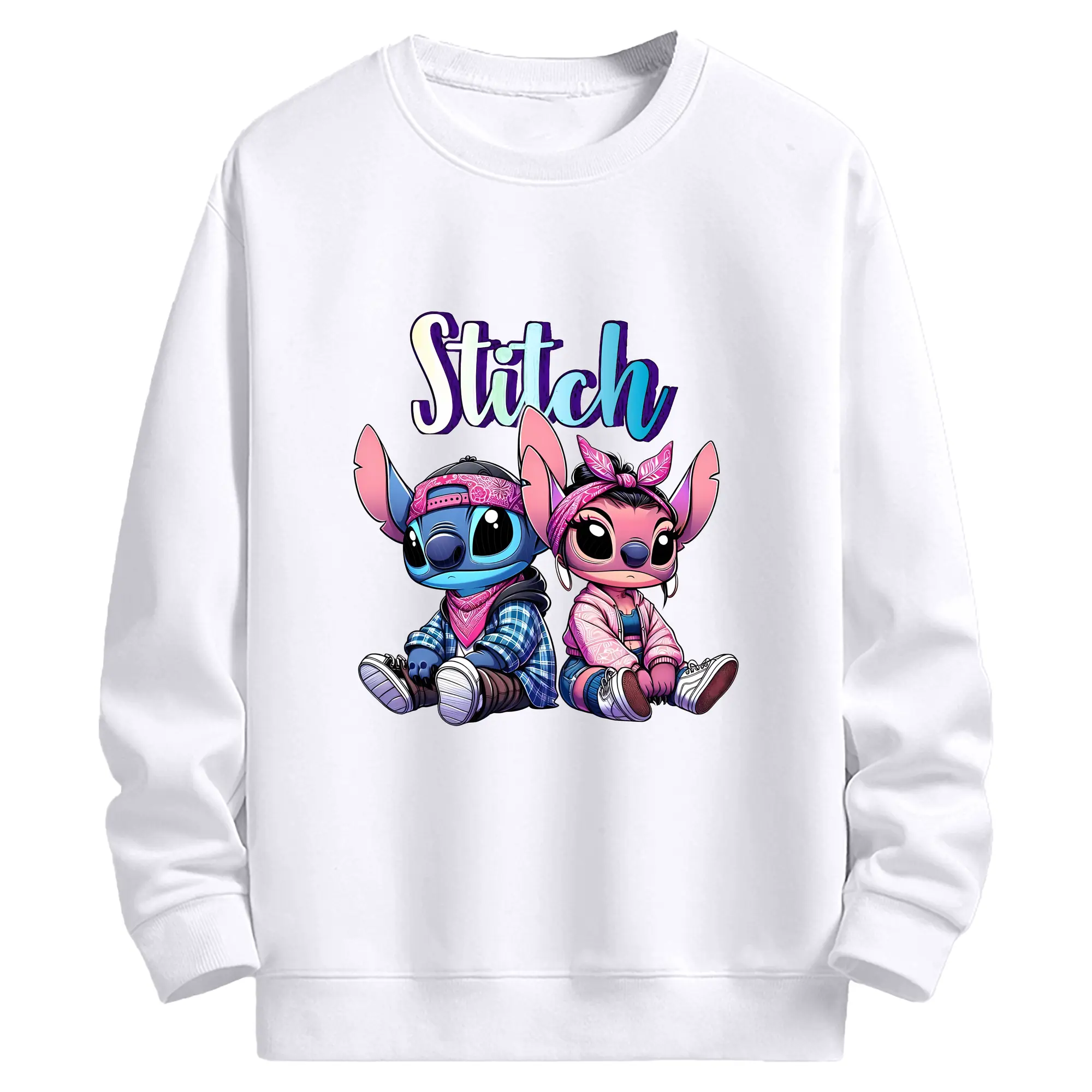リロ＆スティッチ グッズ エンジェル - 高品質 クルーネック スウェット ・ コットン59％ ポリエステル41％ ・ ユニセックス 長袖 トレーナー ・ カジュアル デイリー スポーツ 散歩用