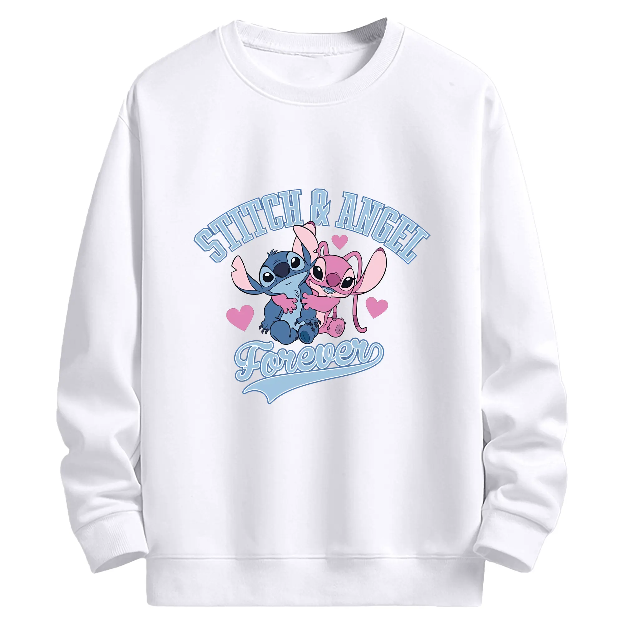 リロ＆スティッチ グッズ エンジェル - 高品質 クルーネック スウェット ・ コットン59％ ポリエステル41％ ・ ユニセックス 長袖 トレーナー ・ カジュアル デイリー スポーツ 散歩用
