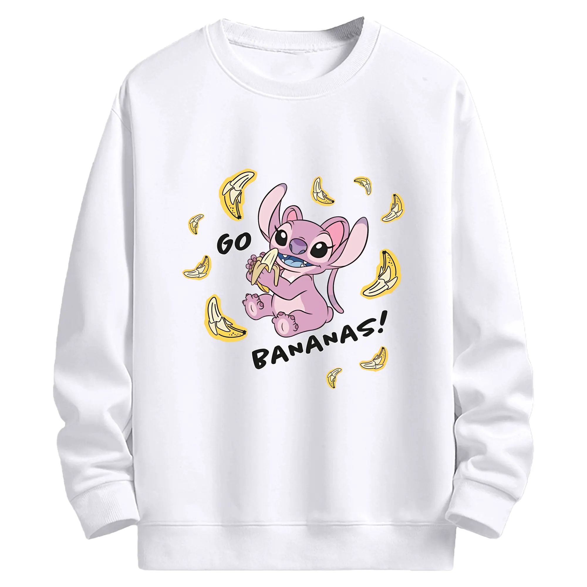 リロ＆スティッチ グッズ エンジェル - 高品質 クルーネック スウェット ・ コットン59％ ポリエステル41％ ・ ユニセックス 長袖 トレーナー ・ カジュアル デイリー スポーツ 散歩用