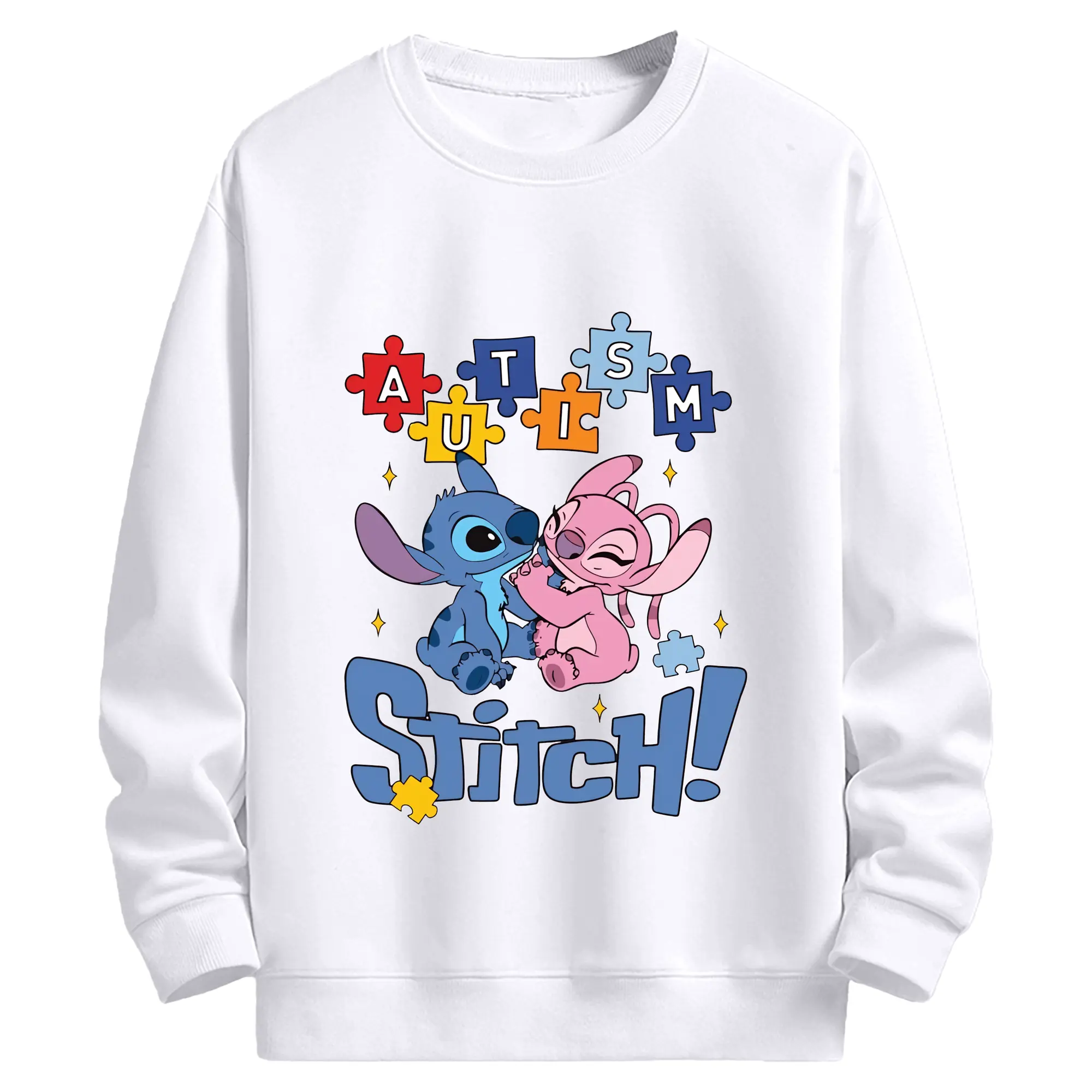 リロ＆スティッチ グッズ エンジェル - 高品質 クルーネック スウェット ・ コットン59％ ポリエステル41％ ・ ユニセックス 長袖 トレーナー ・ カジュアル デイリー スポーツ 散歩用