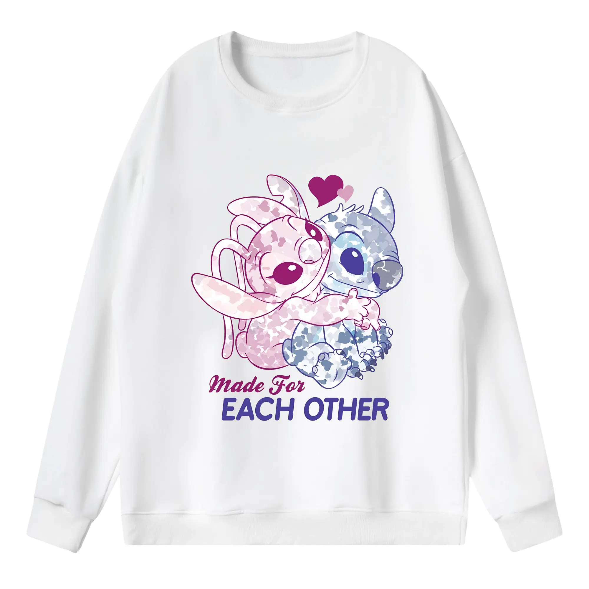 リロ＆スティッチ グッズ エンジェル - 薄手 クルーネック スウェット 裏毛260g · ポリエステル 春秋向け カジュアル 男女兼用 · トレーナー デイリー スポーツ 散歩に最適