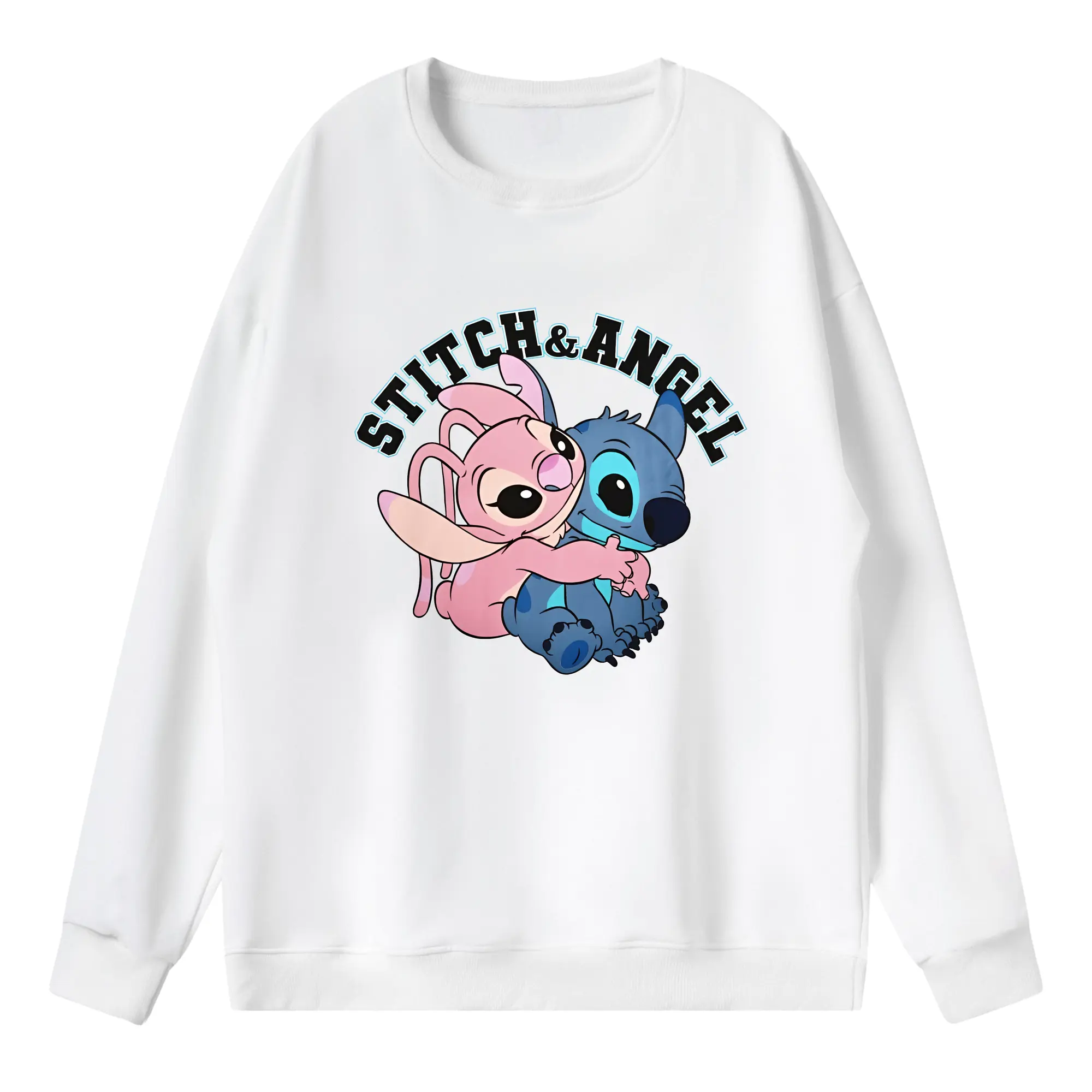 リロ＆スティッチ グッズ エンジェル - 薄手 クルーネック スウェット 裏毛260g · ポリエステル 春秋向け カジュアル 男女兼用 · トレーナー デイリー スポーツ 散歩に最適