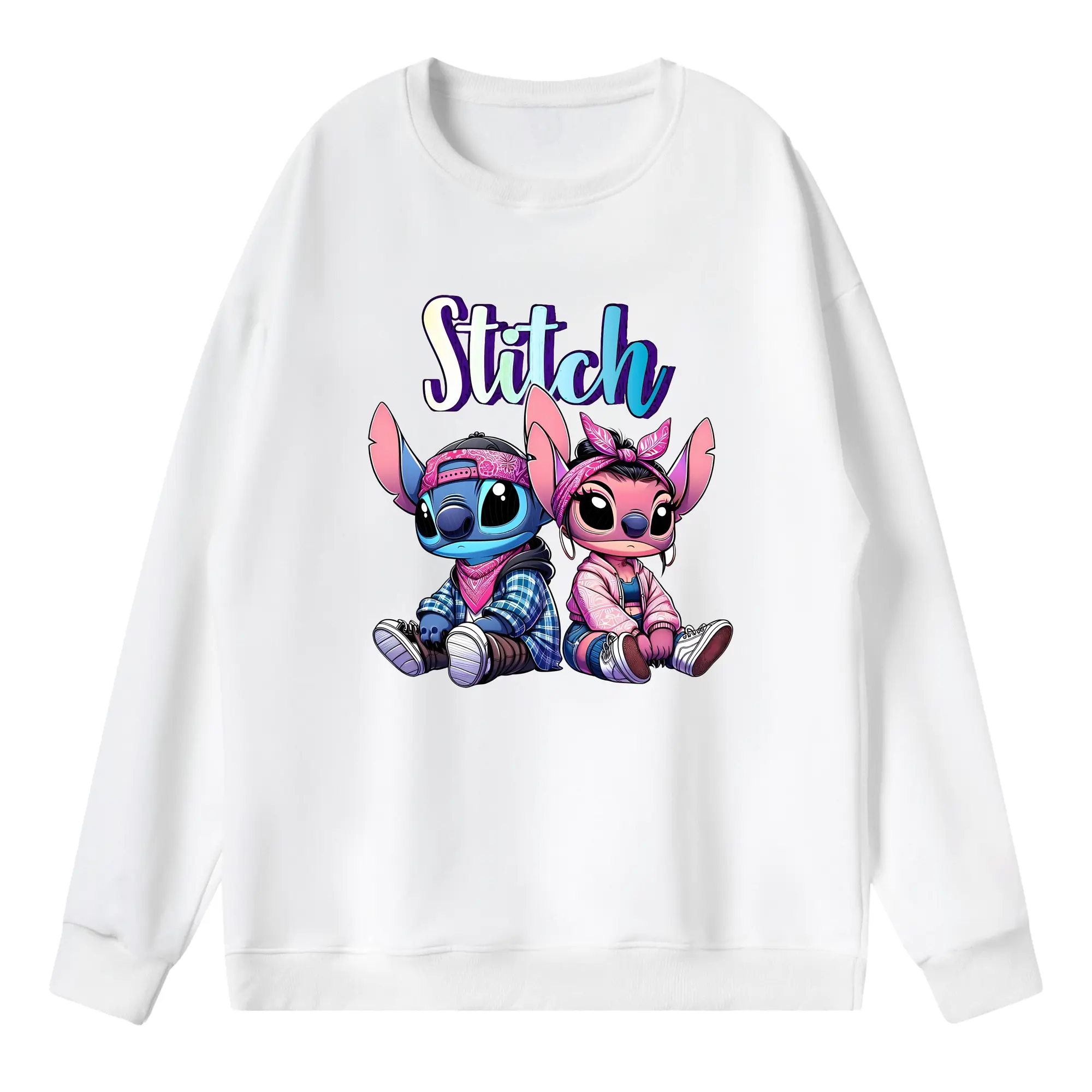 リロ＆スティッチ グッズ エンジェル - 薄手 クルーネック スウェット 裏毛260g · ポリエステル 春秋向け カジュアル 男女兼用 · トレーナー デイリー スポーツ 散歩に最適