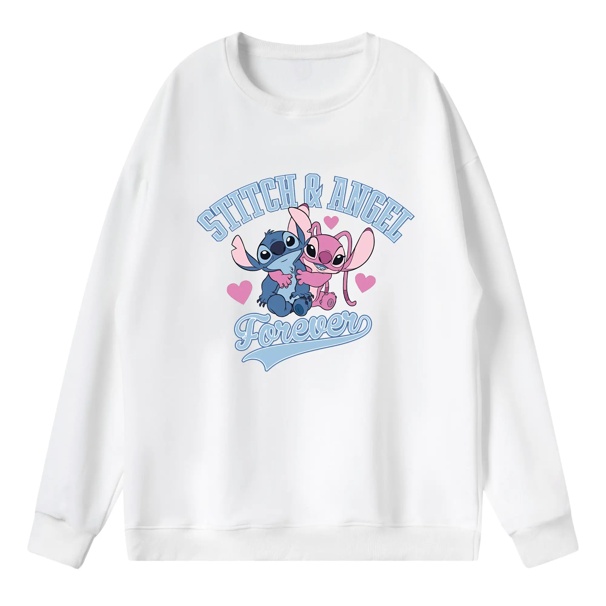 リロ＆スティッチ グッズ エンジェル - 薄手 クルーネック スウェット 裏毛260g · ポリエステル 春秋向け カジュアル 男女兼用 · トレーナー デイリー スポーツ 散歩に最適