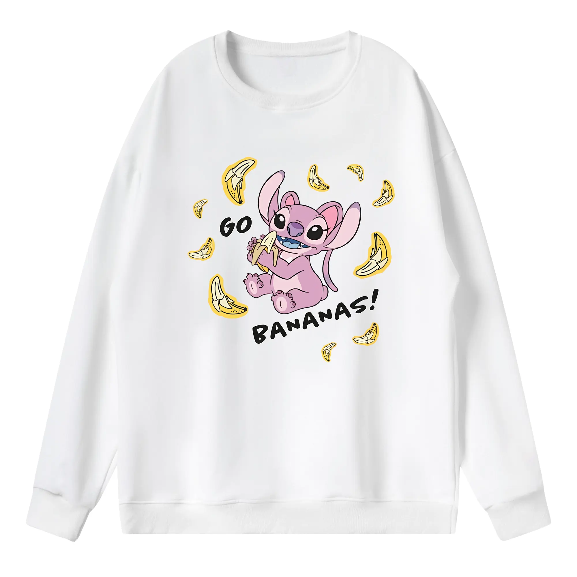 リロ＆スティッチ グッズ エンジェル - 薄手 クルーネック スウェット 裏毛260g · ポリエステル 春秋向け カジュアル 男女兼用 · トレーナー デイリー スポーツ 散歩に最適