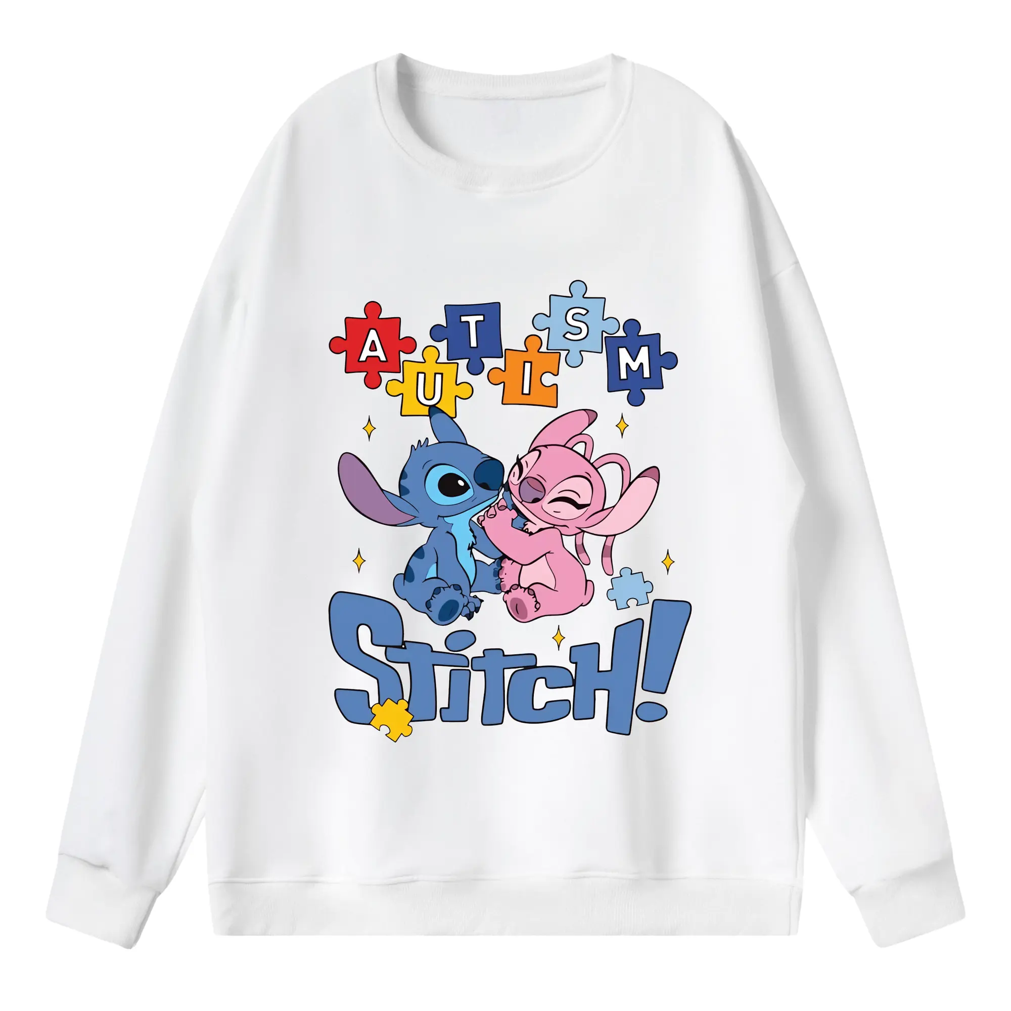 リロ＆スティッチ グッズ エンジェル - 薄手 クルーネック スウェット 裏毛260g · ポリエステル 春秋向け カジュアル 男女兼用 · トレーナー デイリー スポーツ 散歩に最適