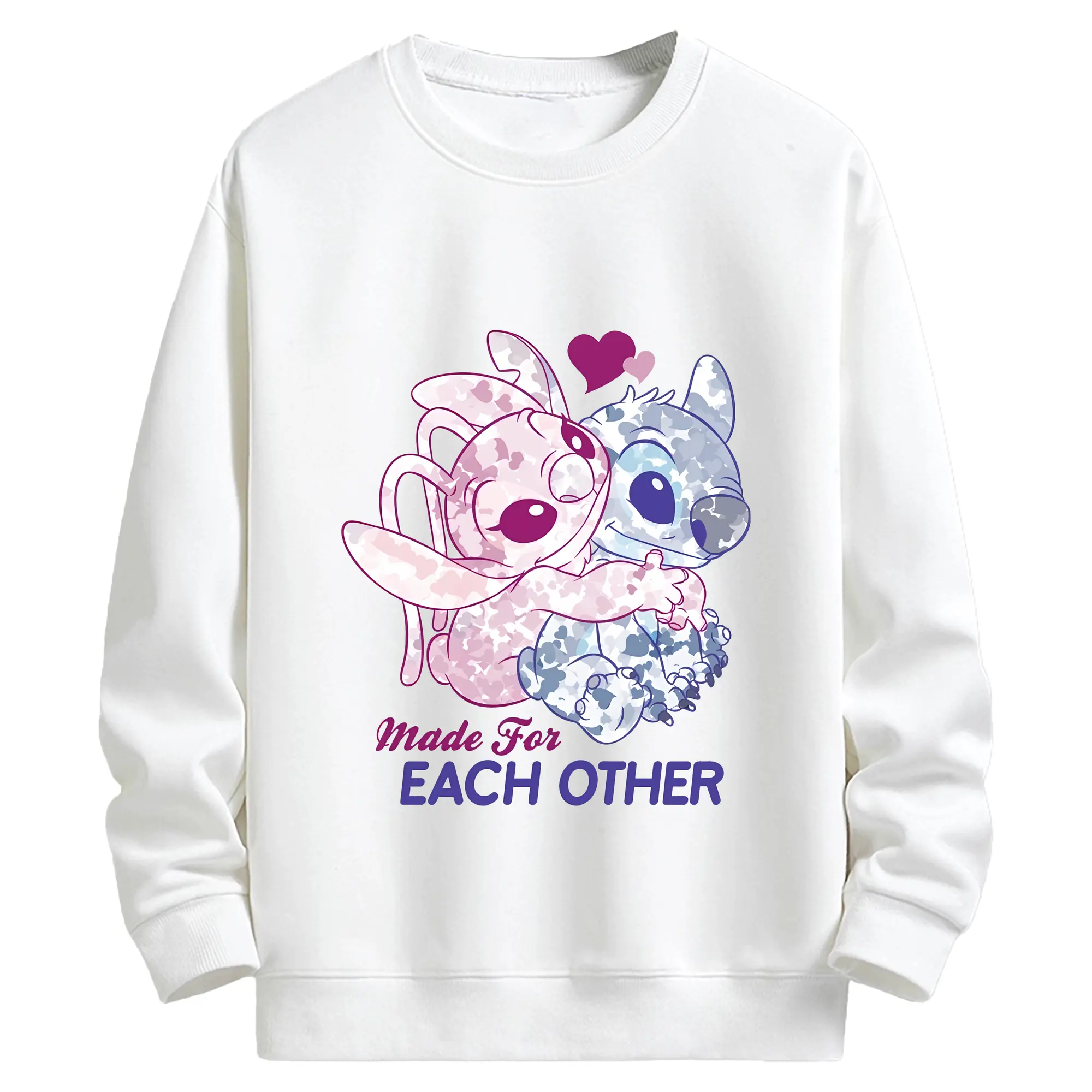 リロ＆スティッチ グッズ エンジェル - キッズ クルーネックスウェットシャツ ・ フロントプリント ・ 綿80％ ポリエステル20％ ・ 快適 通学 スポーツ 日常使い お散歩用