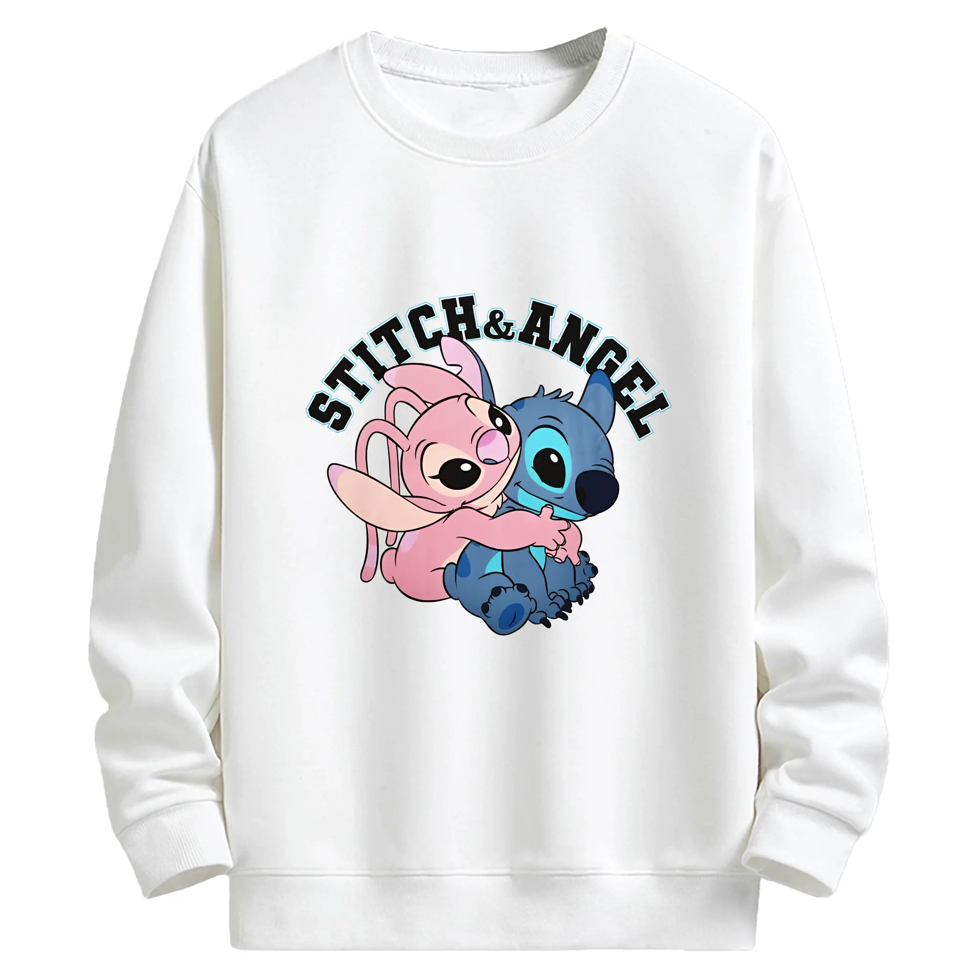 リロ＆スティッチ グッズ エンジェル - キッズ クルーネックスウェットシャツ ・ フロントプリント ・ 綿80％ ポリエステル20％ ・ 快適 通学 スポーツ 日常使い お散歩用