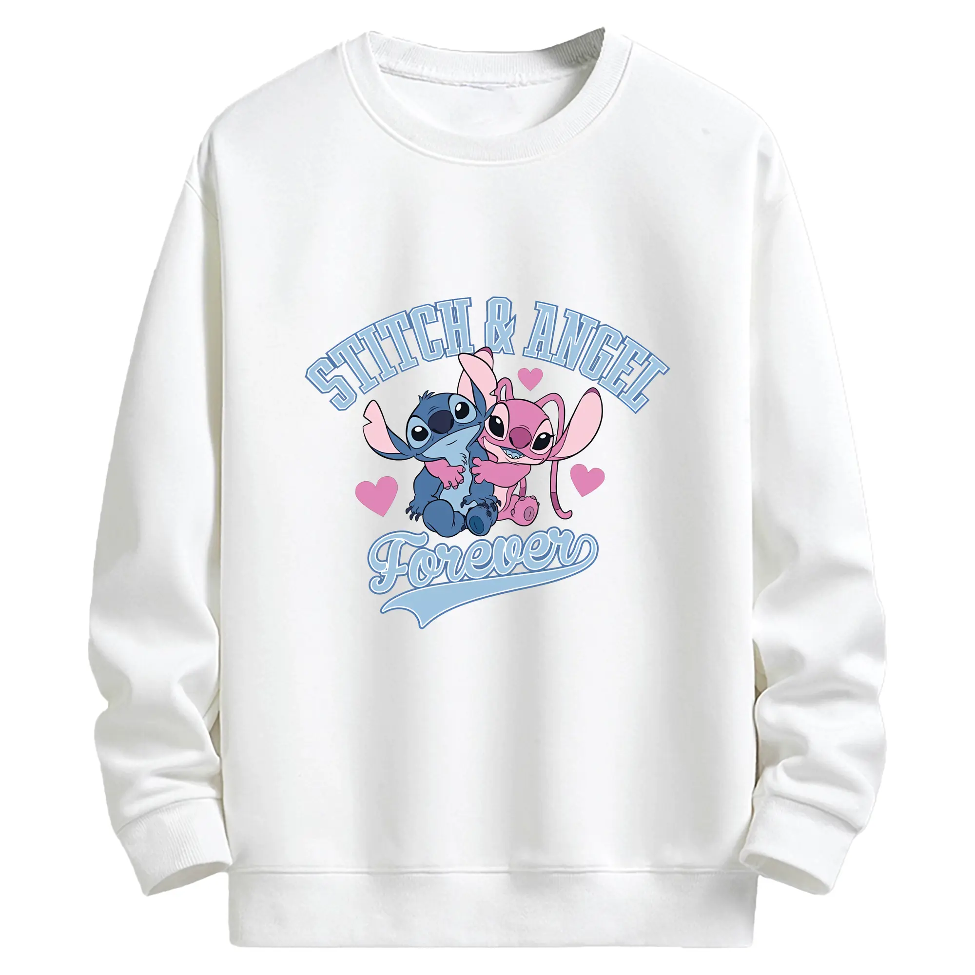 リロ＆スティッチ グッズ エンジェル - キッズ クルーネックスウェットシャツ ・ フロントプリント ・ 綿80％ ポリエステル20％ ・ 快適 通学 スポーツ 日常使い お散歩用