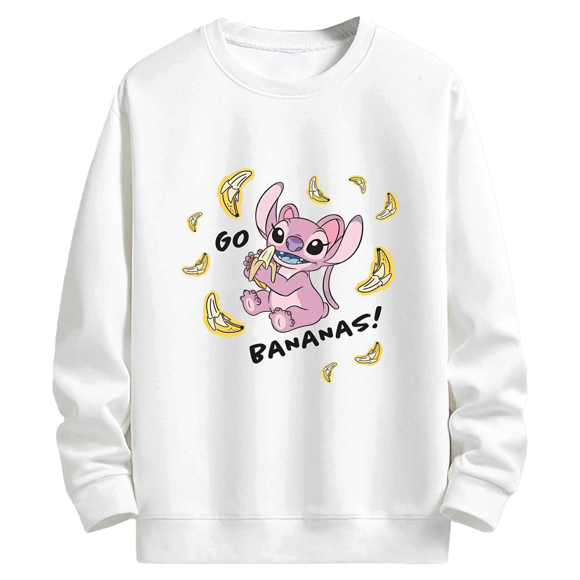 リロ＆スティッチ グッズ エンジェル - キッズ クルーネックスウェットシャツ ・ フロントプリント ・ 綿80％ ポリエステル20％ ・ 快適 通学 スポーツ 日常使い お散歩用