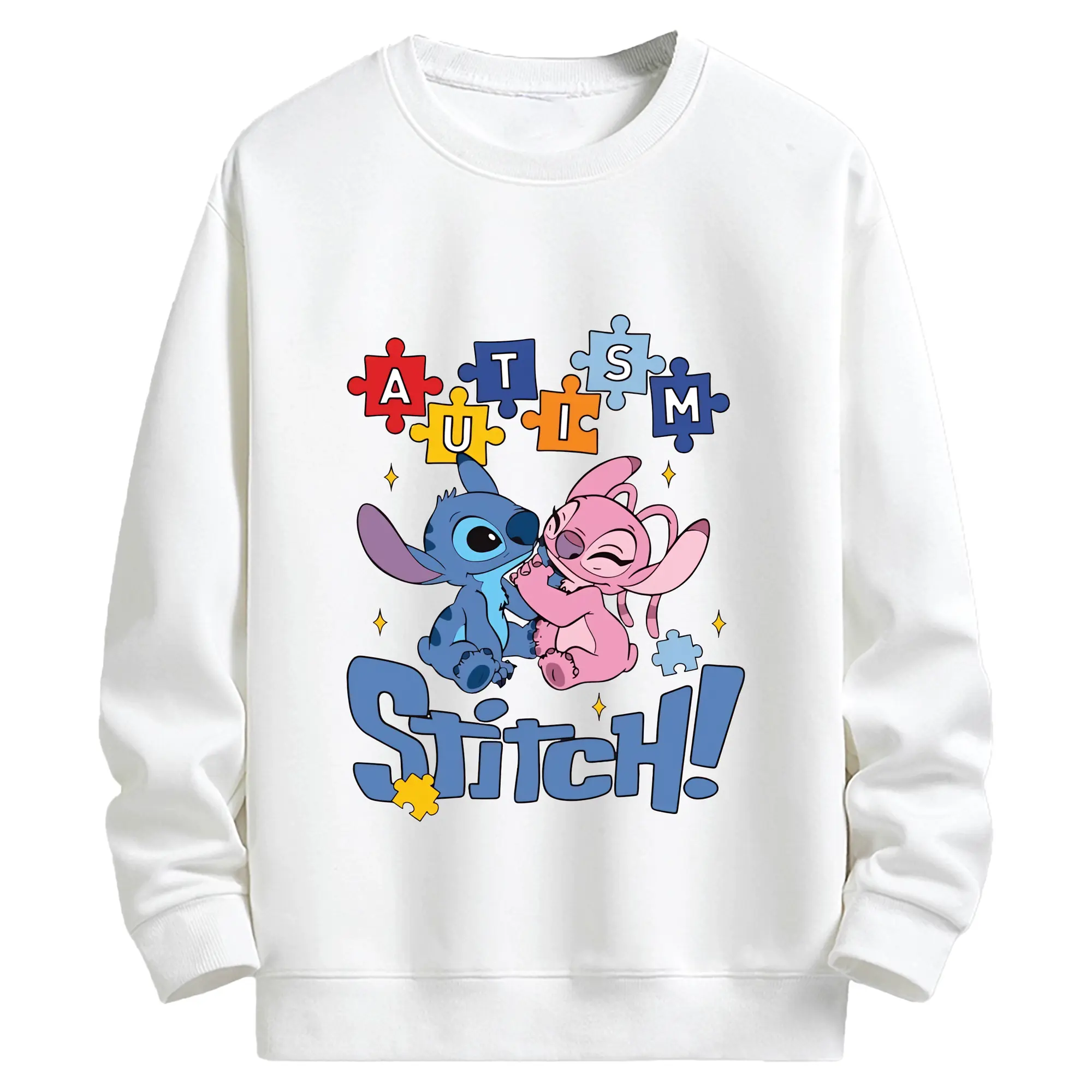 リロ＆スティッチ グッズ エンジェル - キッズ クルーネックスウェットシャツ ・ フロントプリント ・ 綿80％ ポリエステル20％ ・ 快適 通学 スポーツ 日常使い お散歩用