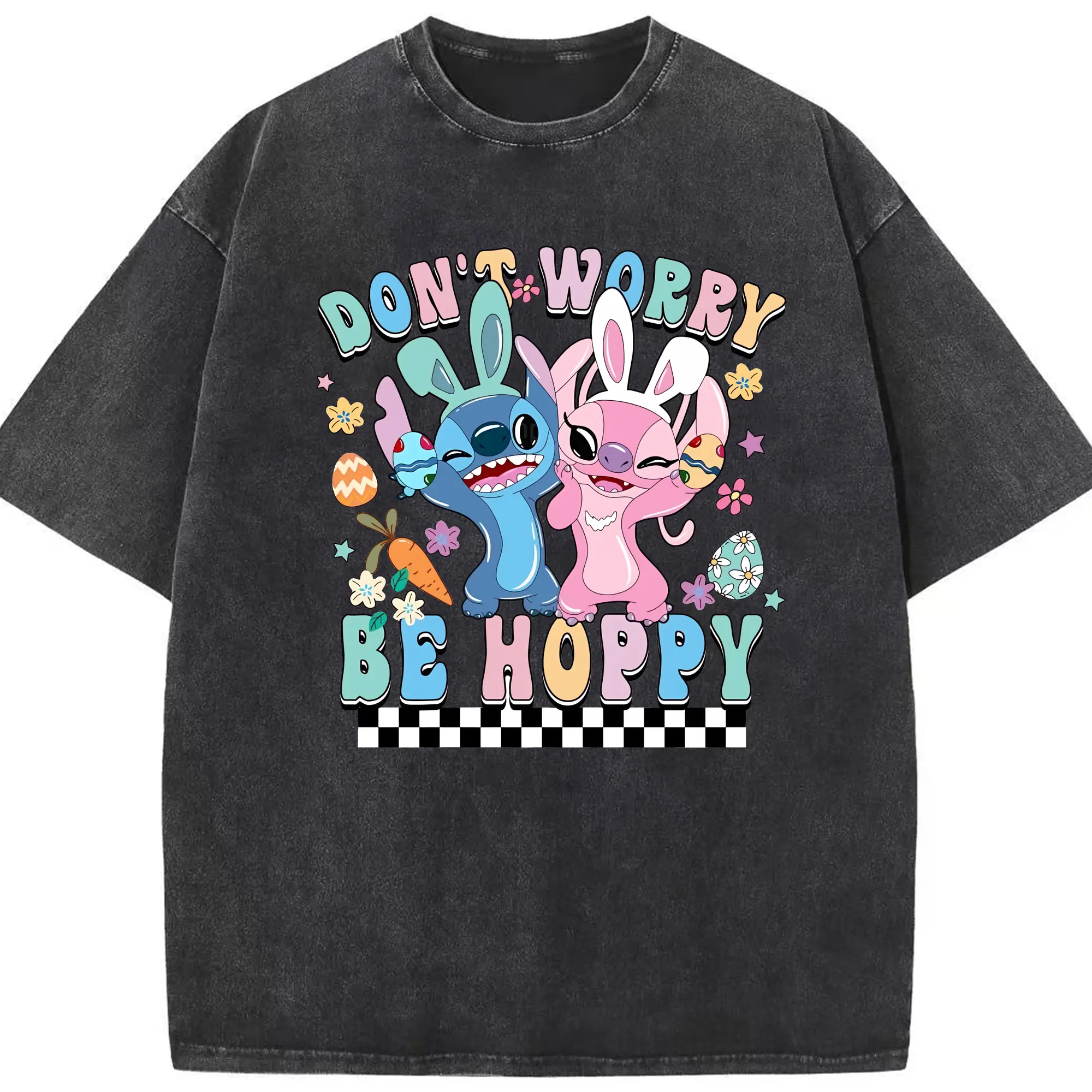 リロ＆スティッチ グッズ エンジェル - 綿100％ ヴィンテージ風 半袖Tシャツ ・ フロントプリント ・ 柔らか肌触り ・ 通気性 快適 ・ スポーツ カジュアル 外出用