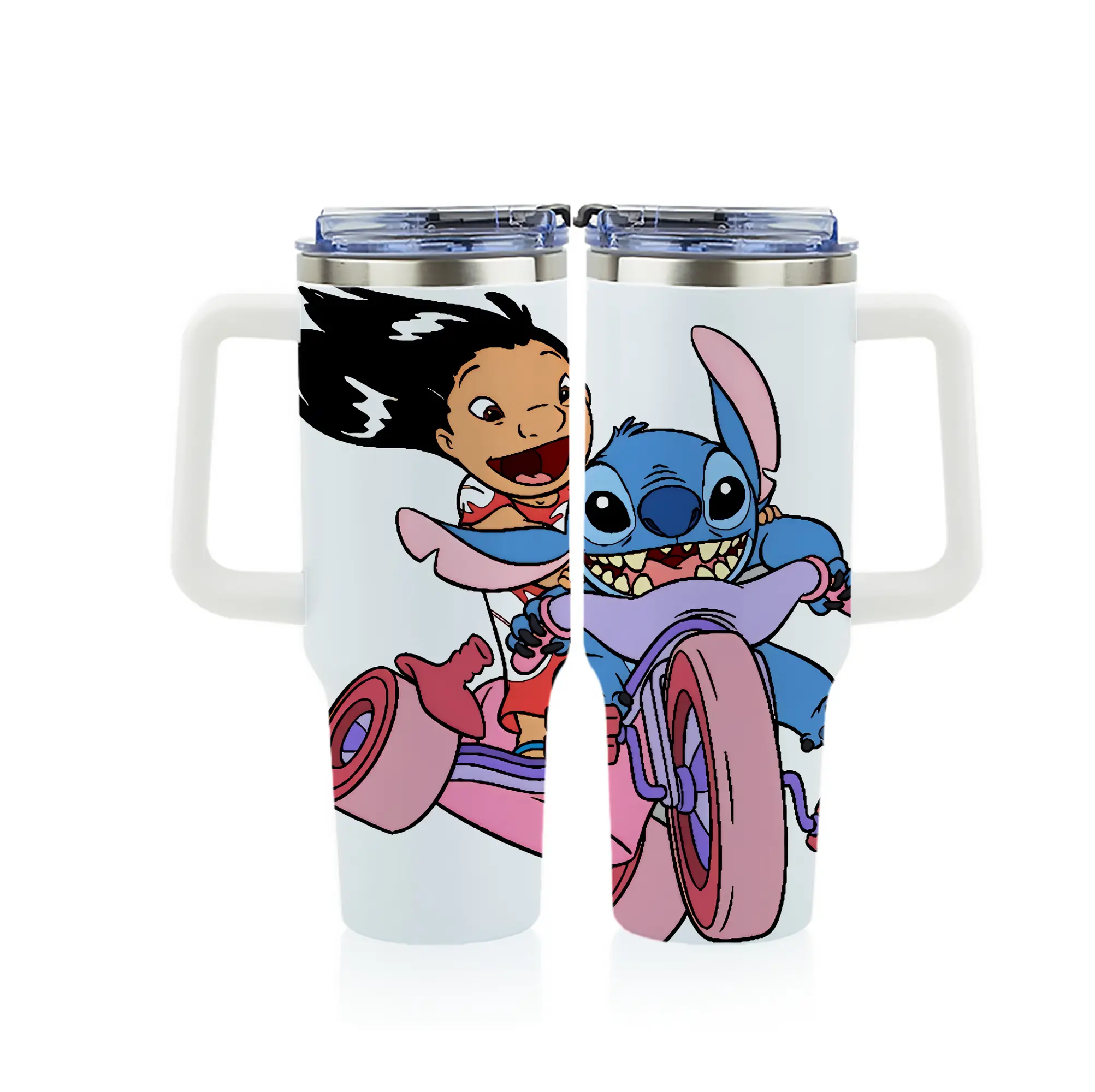 リロ＆スティッチ グッズ リロ - 1200mL フルプリント車用タンブラー ・ 304ステンレス 内側 ・ 201ステンレス 外側 ・ 保温 保冷 ・ 通勤 ドライブ アウトドア用