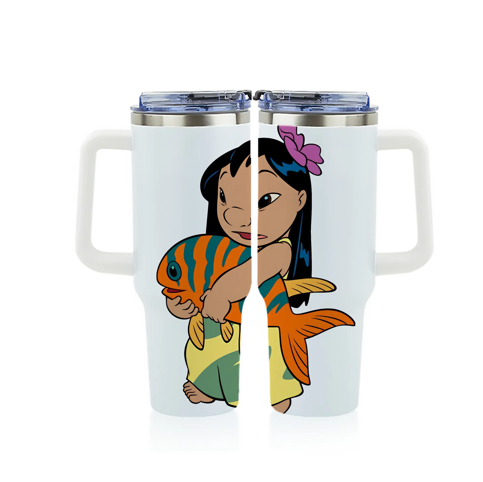 リロ＆スティッチ グッズ リロ - 1200mL フルプリント車用タンブラー ・ 304ステンレス 内側 ・ 201ステンレス 外側 ・ 保温 保冷 ・ 通勤 ドライブ アウトドア用