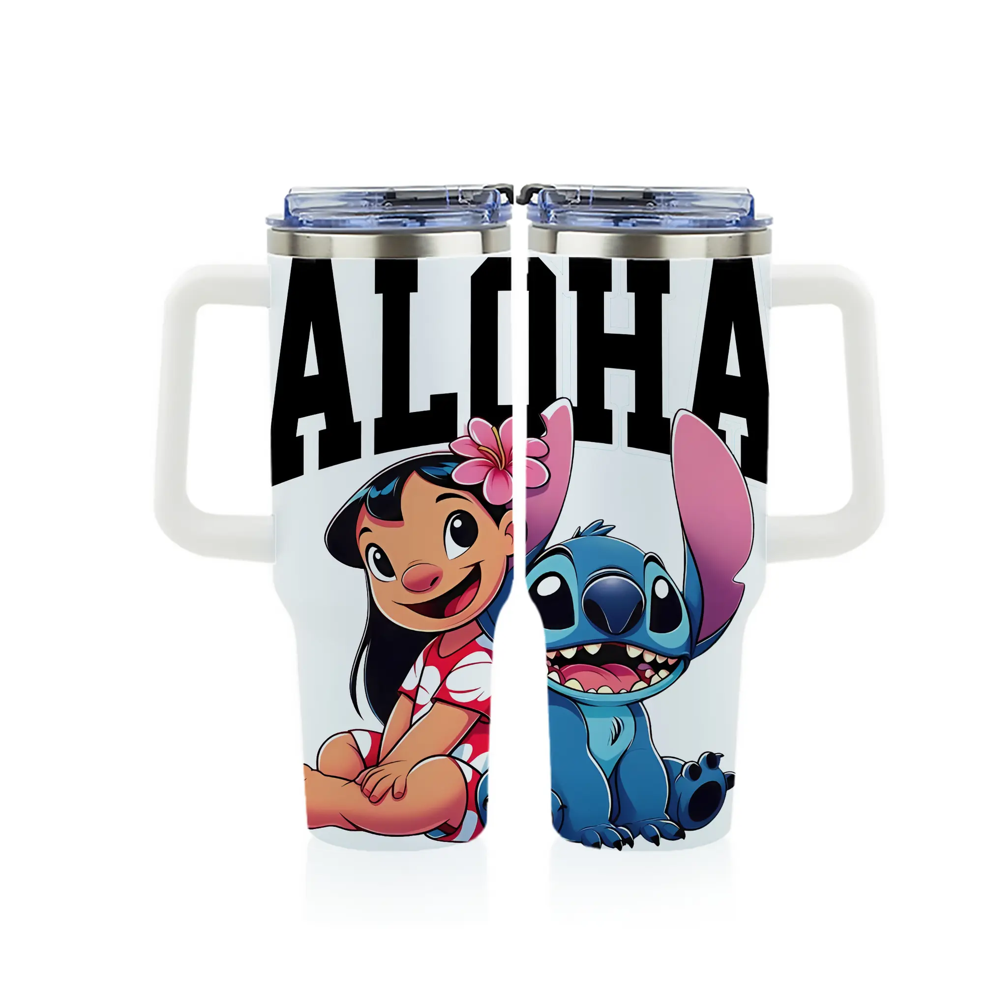 リロ＆スティッチ グッズ リロ - 1200mL フルプリント車用タンブラー ・ 304ステンレス 内側 ・ 201ステンレス 外側 ・ 保温 保冷 ・ 通勤 ドライブ アウトドア用