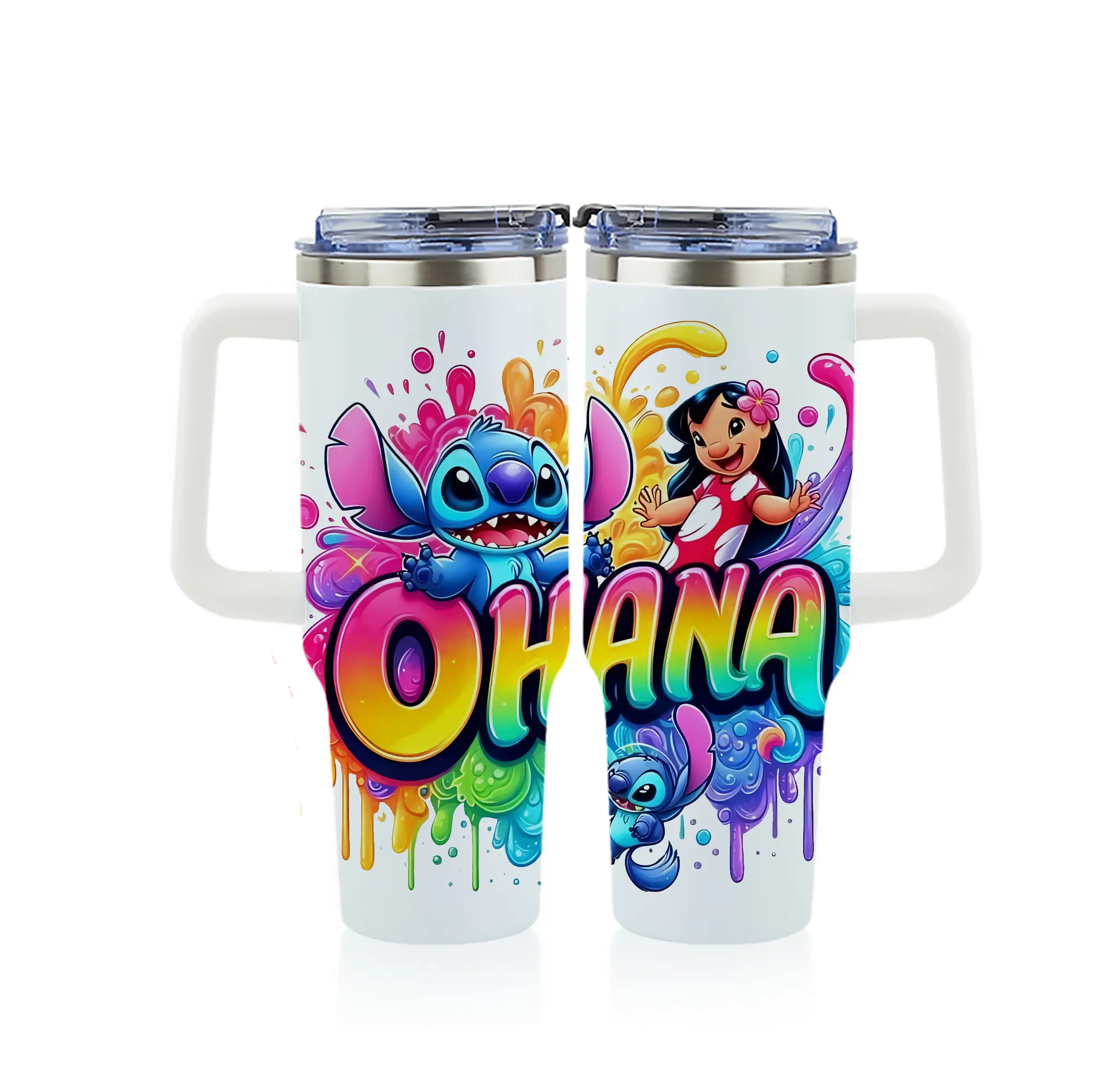 リロ＆スティッチ グッズ リロ - 1200mL フルプリント車用タンブラー ・ 304ステンレス 内側 ・ 201ステンレス 外側 ・ 保温 保冷 ・ 通勤 ドライブ アウトドア用