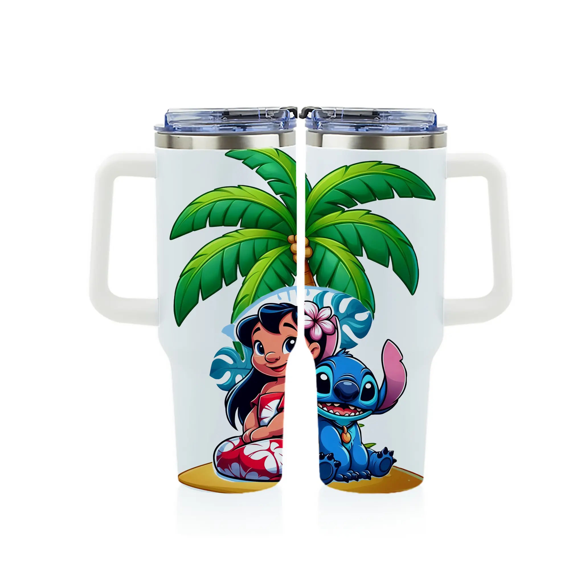 リロ＆スティッチ グッズ リロ - 1200mL フルプリント車用タンブラー ・ 304ステンレス 内側 ・ 201ステンレス 外側 ・ 保温 保冷 ・ 通勤 ドライブ アウトドア用