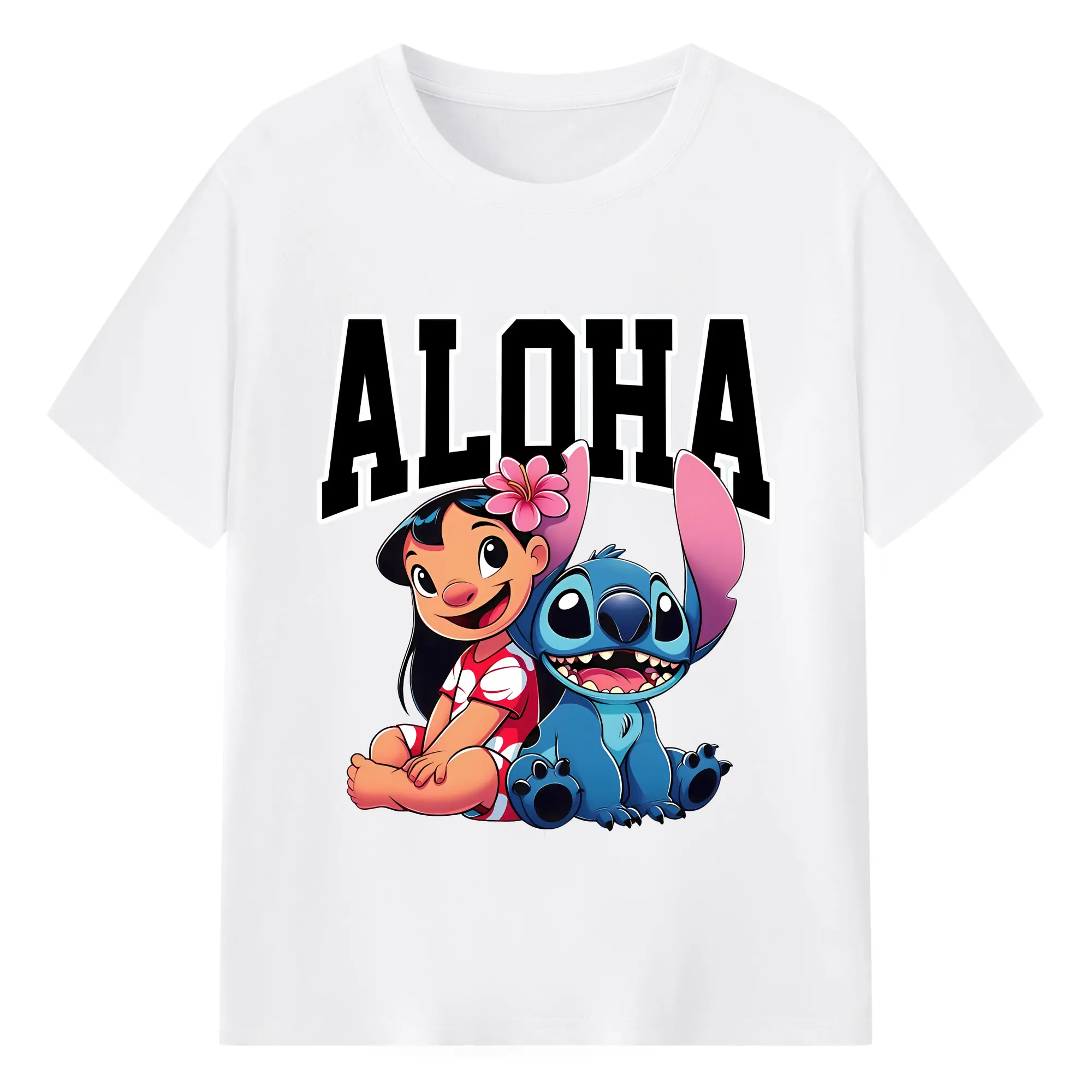 リロ＆スティッチ グッズ リロ - 綿100％ 半袖Tシャツ ・ フロントプリント ・ 快適 通気性 ・ 日常使い 散歩 スポーツ用