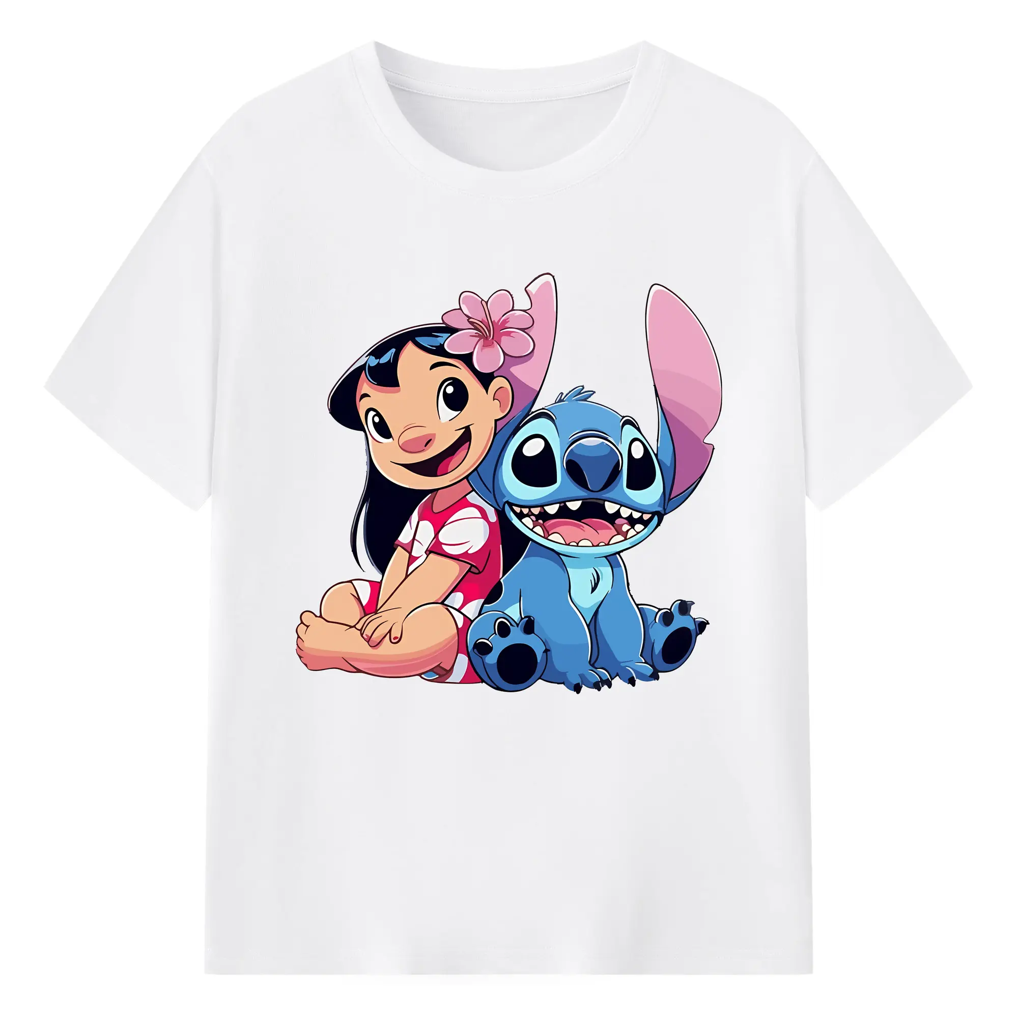 リロ＆スティッチ グッズ リロ - 綿100％ 半袖Tシャツ ・ フロントプリント ・ 快適 通気性 ・ 日常使い 散歩 スポーツ用