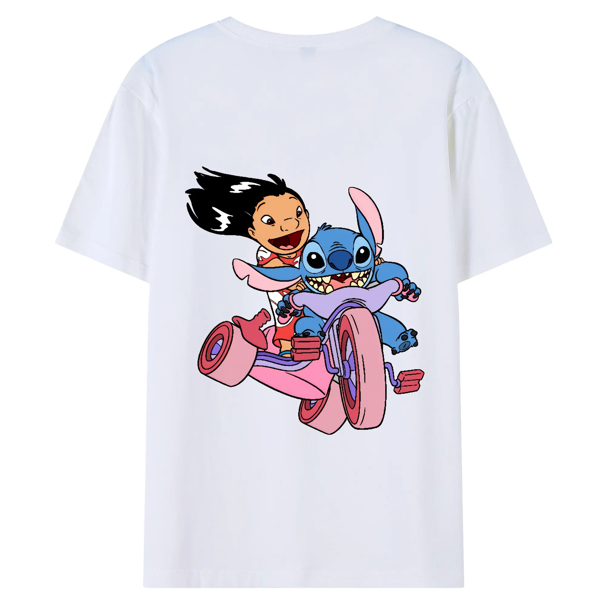 リロ＆スティッチ グッズ リロ - 綿100％ 半袖Tシャツ ・ バックプリント ・ 快適 通気性 ・ 日常使い 散歩 スポーツ用