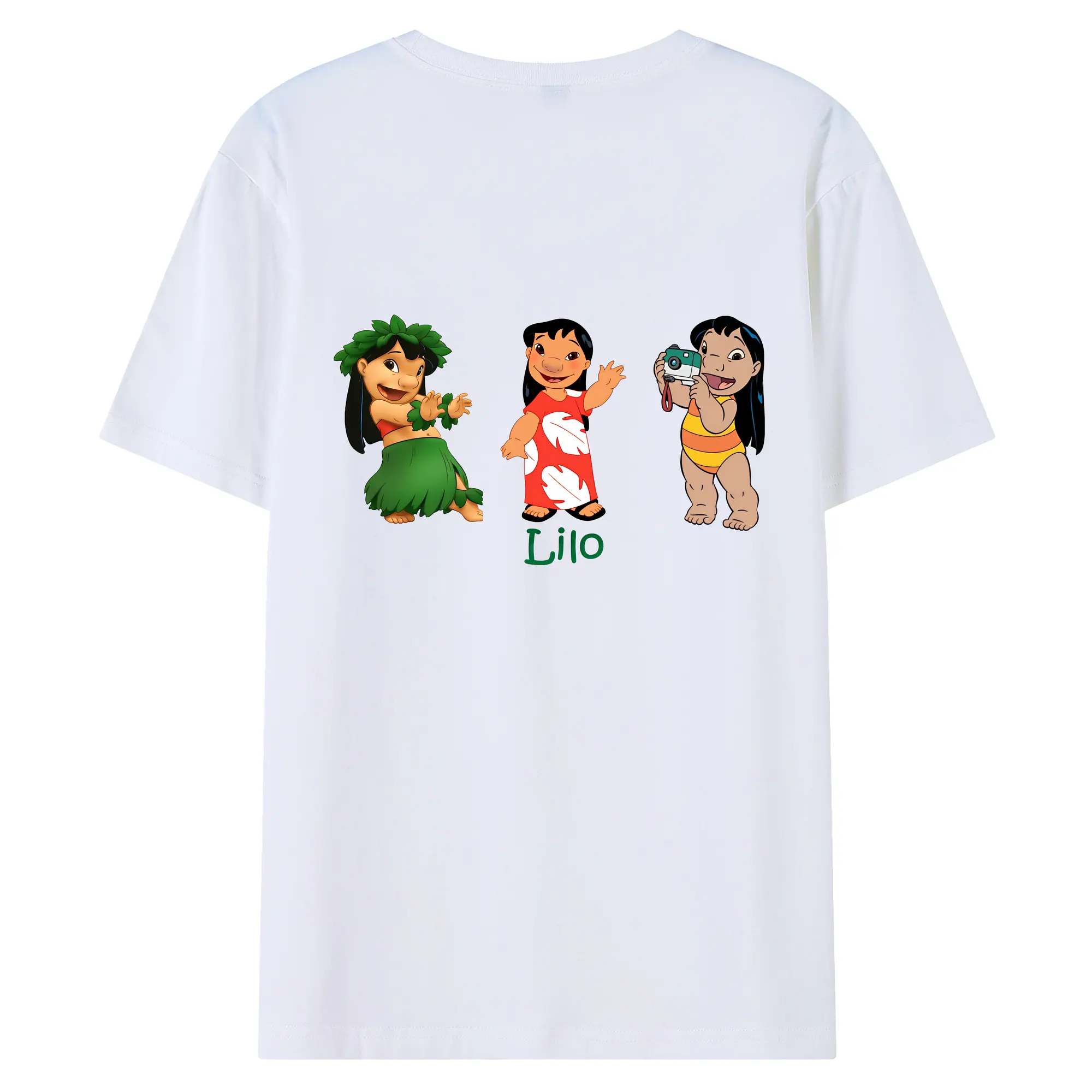 リロ＆スティッチ グッズ リロ - 綿100％ 半袖Tシャツ ・ バックプリント ・ 快適 通気性 ・ 日常使い 散歩 スポーツ用