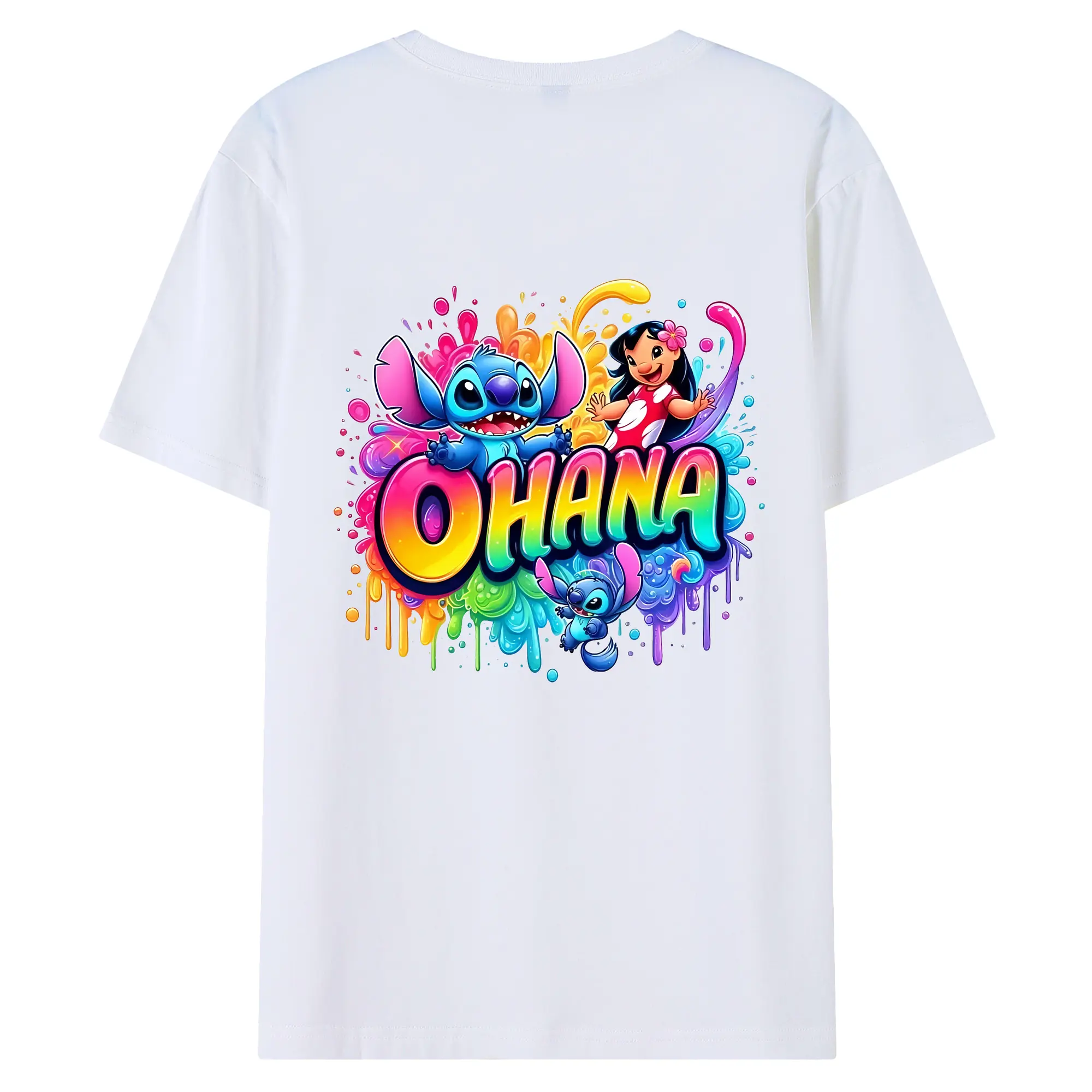 リロ＆スティッチ グッズ リロ - 綿100％ 半袖Tシャツ ・ バックプリント ・ 快適 通気性 ・ 日常使い 散歩 スポーツ用