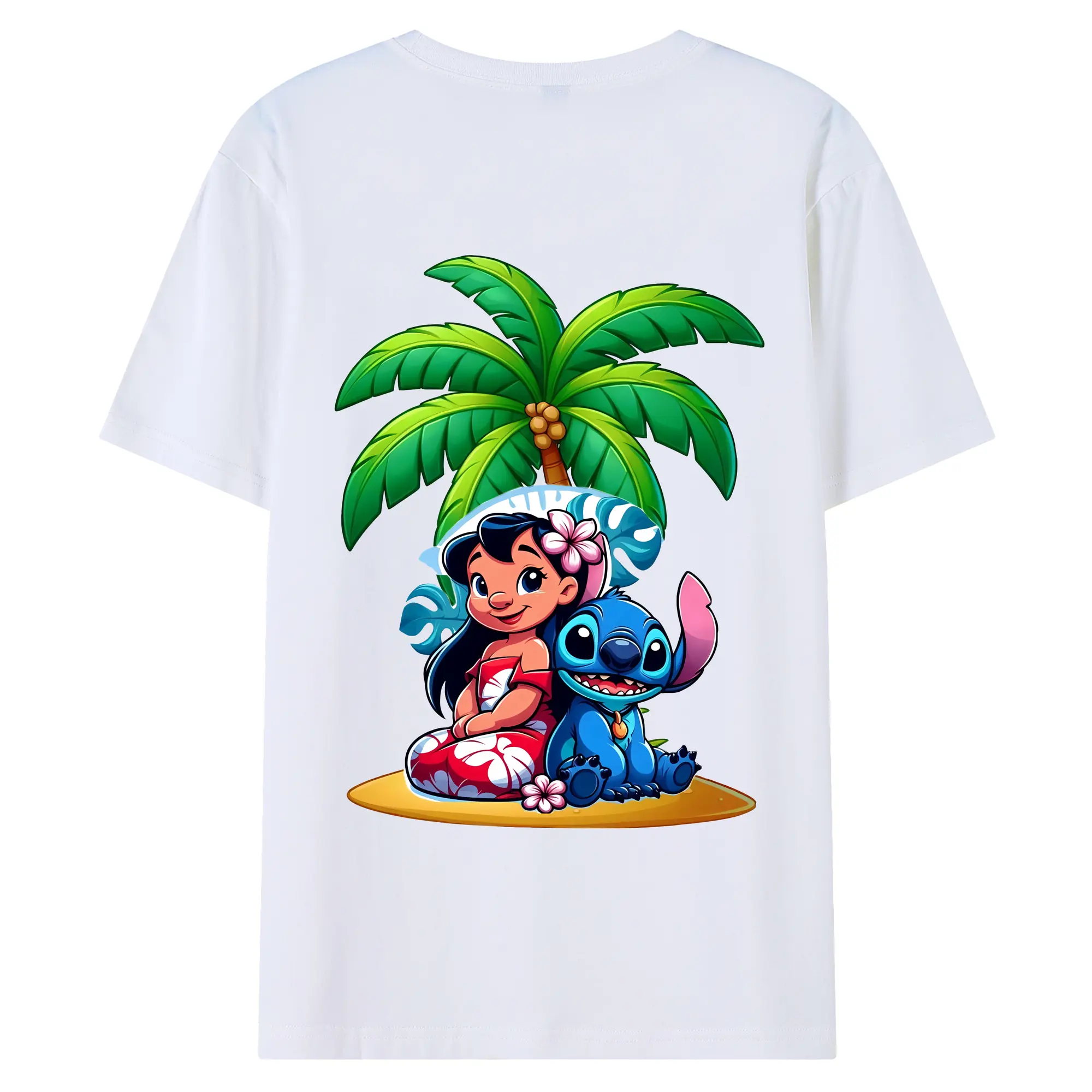 リロ＆スティッチ グッズ リロ - 綿100％ 半袖Tシャツ ・ バックプリント ・ 快適 通気性 ・ 日常使い 散歩 スポーツ用