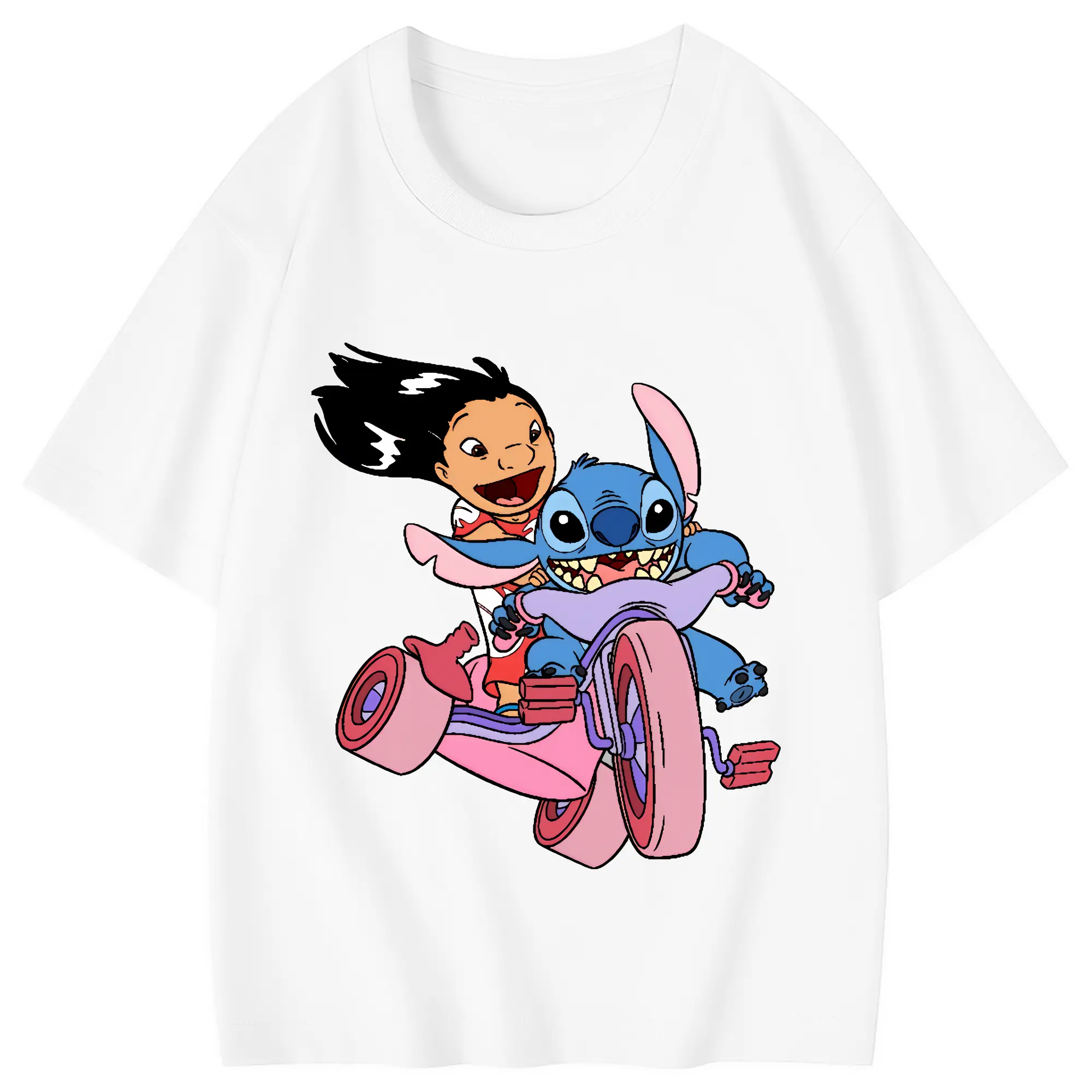 リロ＆スティッチ グッズ リロ - 綿100％ キッズTシャツ ・ フロントプリント ・ 快適 通気性 ・ スポーツ カジュアル 散歩用