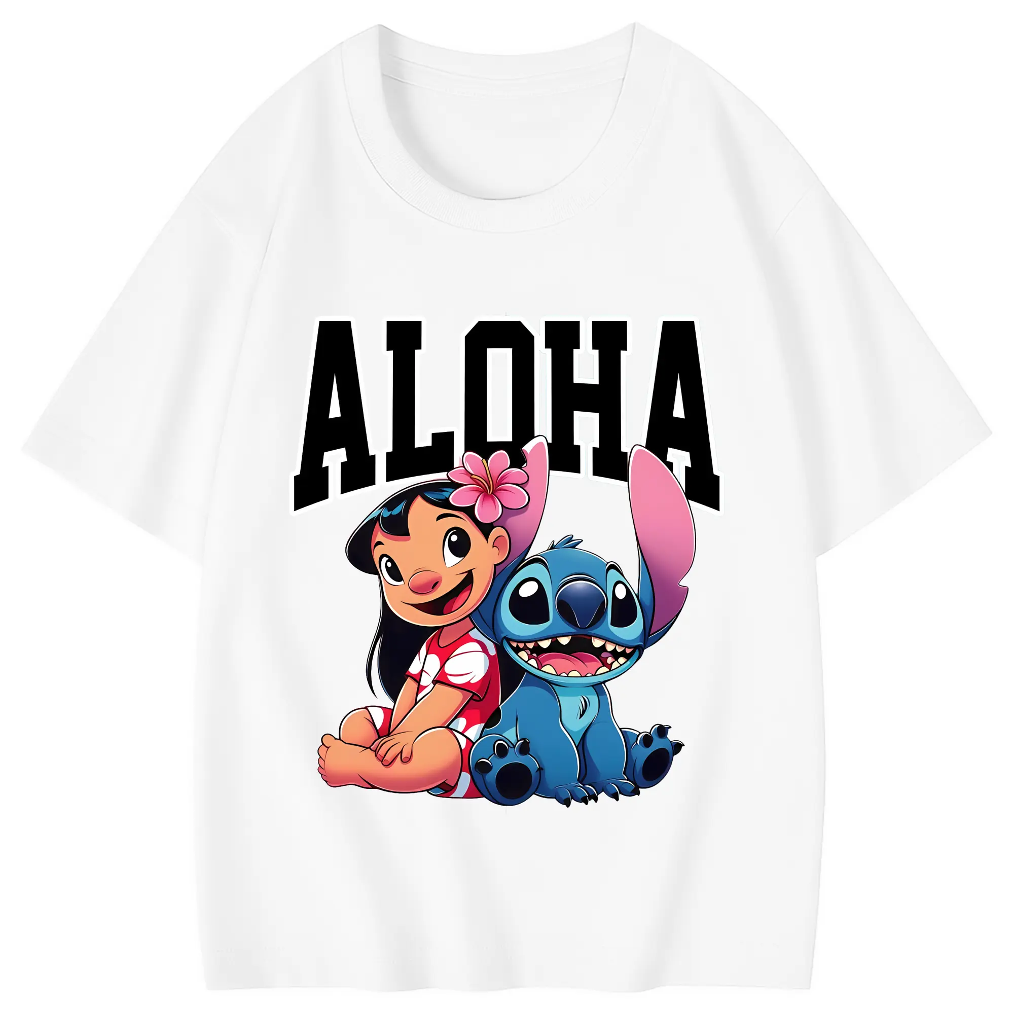 リロ＆スティッチ グッズ リロ - 綿100％ キッズTシャツ ・ フロントプリント ・ 快適 通気性 ・ スポーツ カジュアル 散歩用