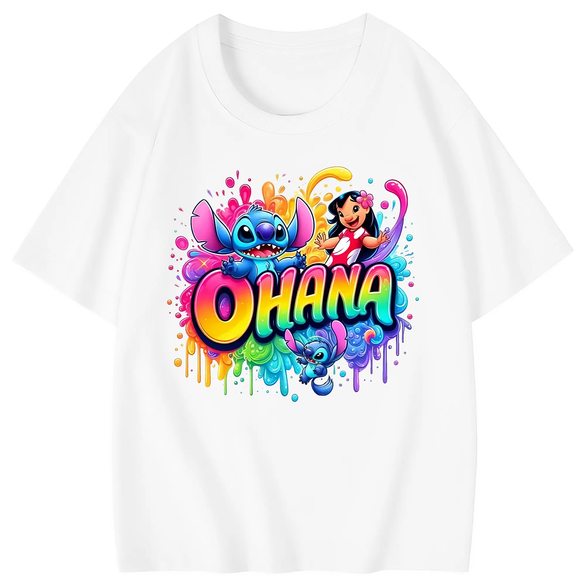 リロ＆スティッチ グッズ リロ - 綿100％ キッズTシャツ ・ フロントプリント ・ 快適 通気性 ・ スポーツ カジュアル 散歩用