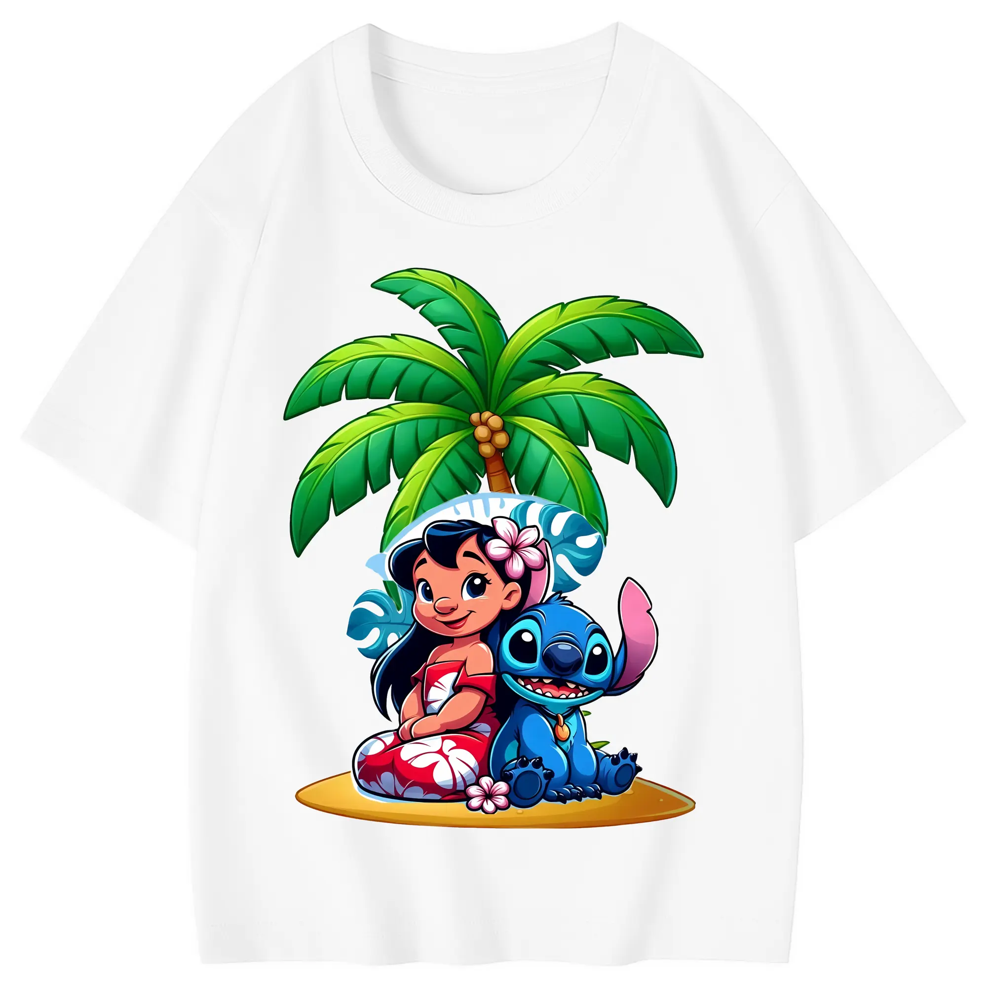 リロ＆スティッチ グッズ リロ - 綿100％ キッズTシャツ ・ フロントプリント ・ 快適 通気性 ・ スポーツ カジュアル 散歩用