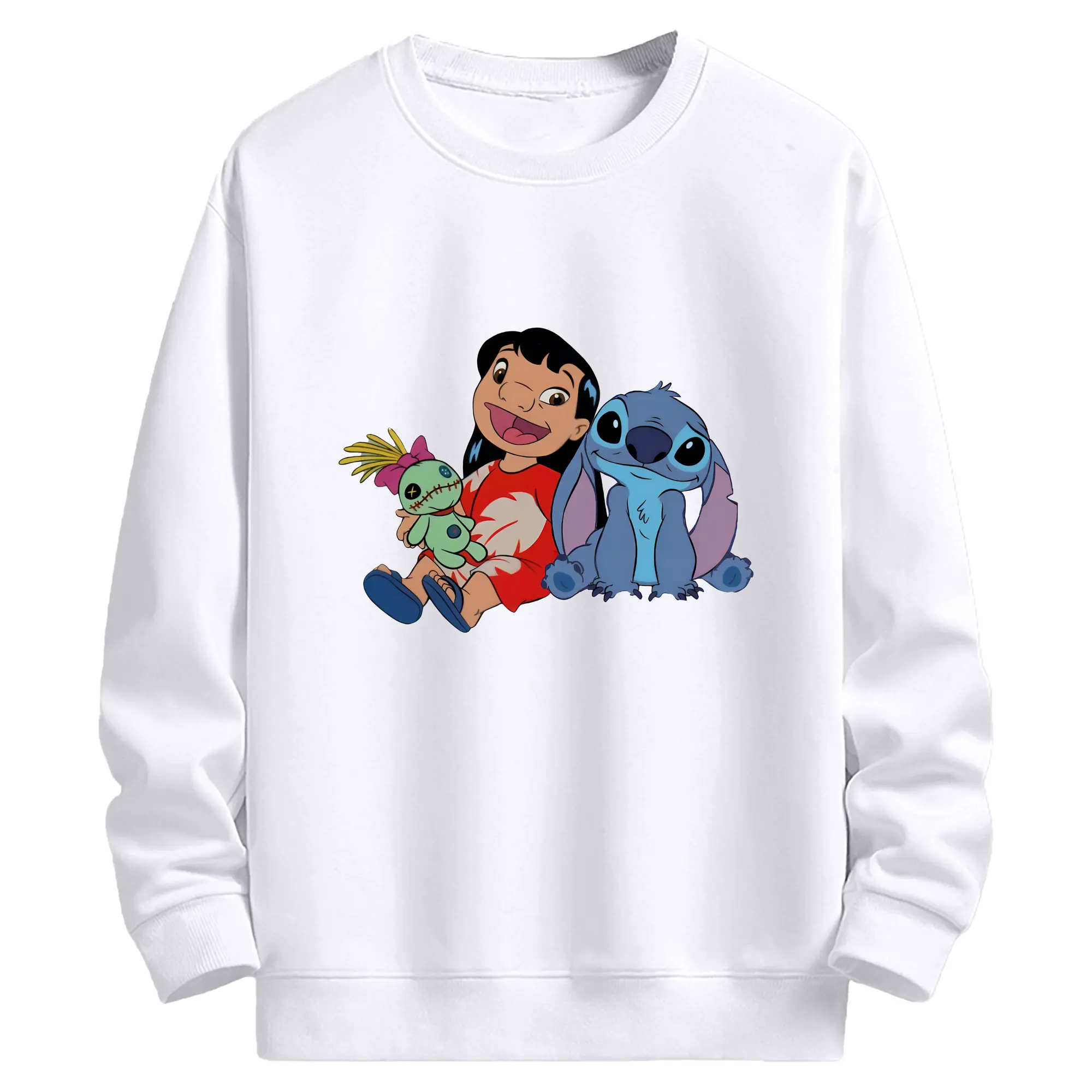 リロ＆スティッチ グッズ リロ - 高品質 クルーネック スウェット ・ コットン59％ ポリエステル41％ ・ ユニセックス 長袖 トレーナー ・ カジュアル デイリー スポーツ 散歩用